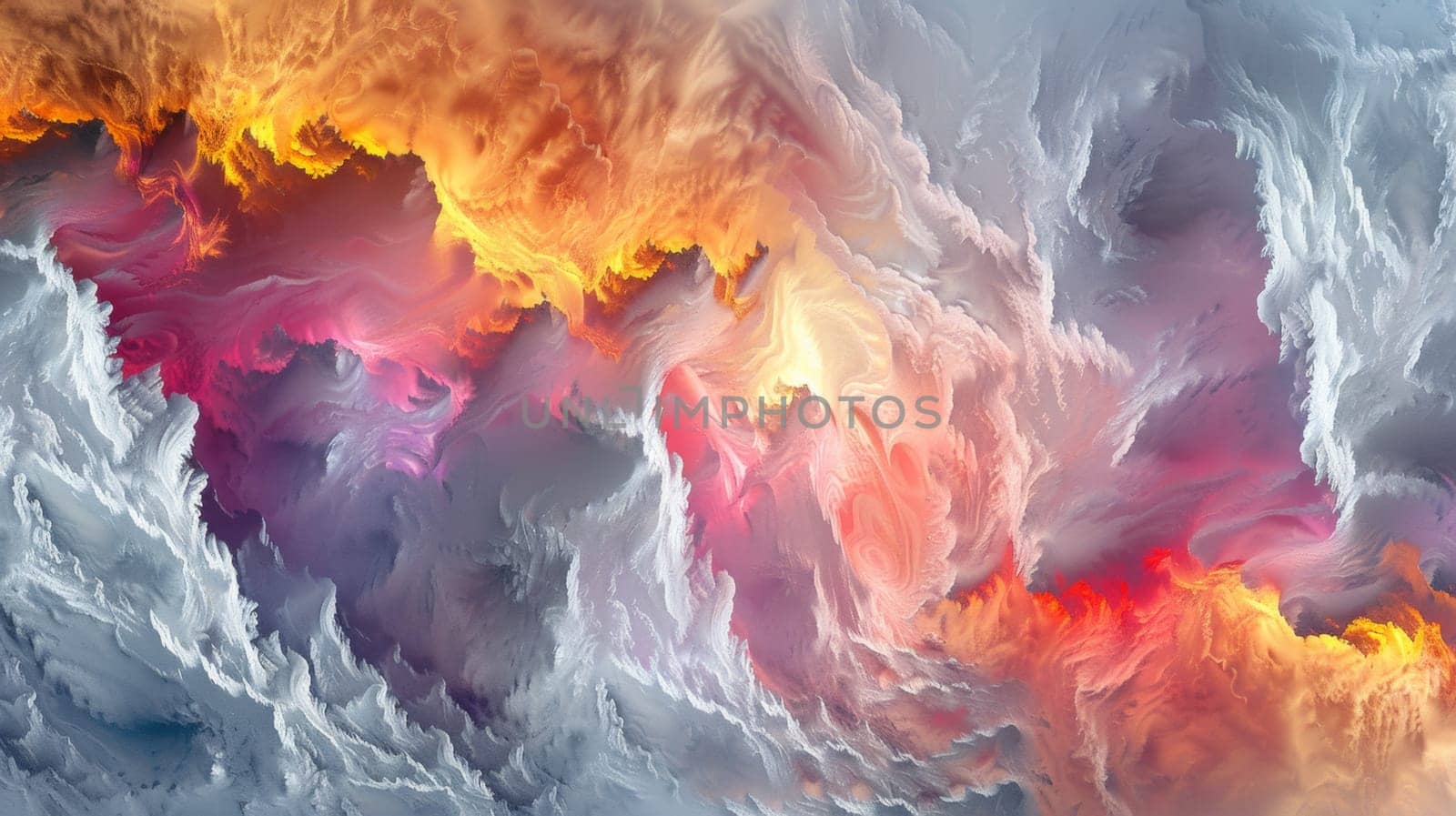 A close up of a painting that is made to look like flames