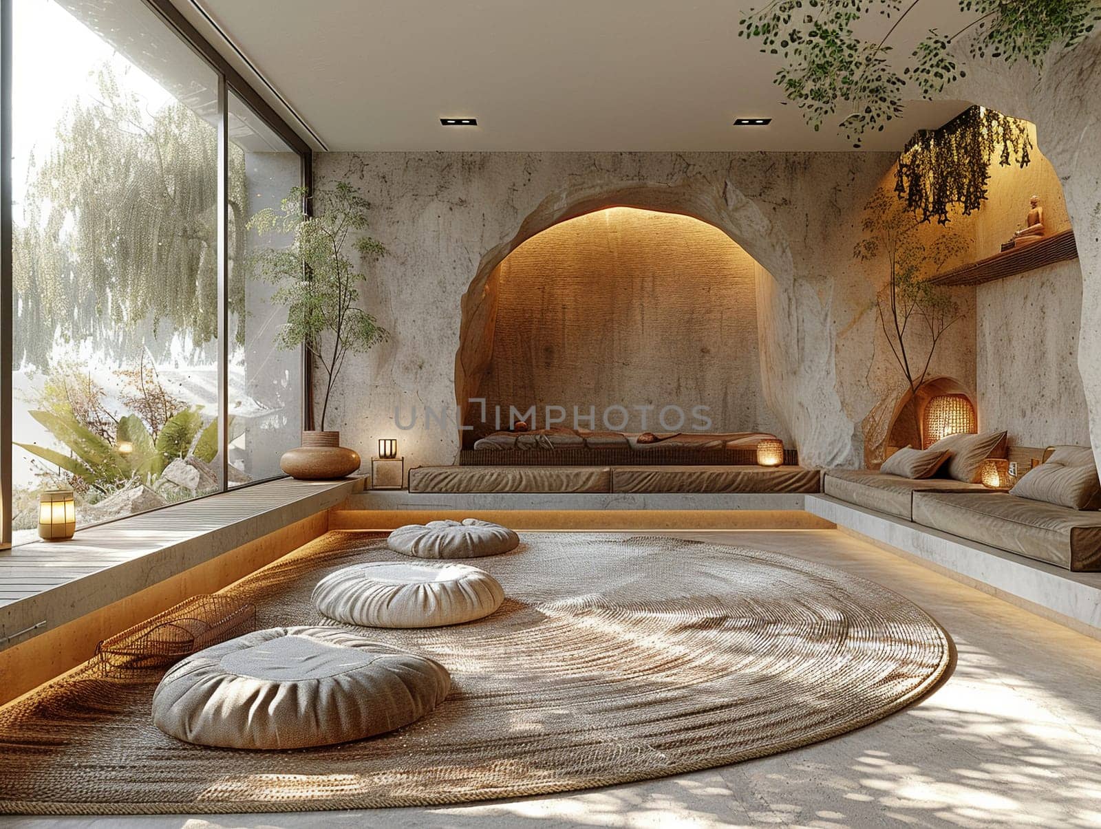 Minimalist meditation space with simple lines and a sense of calmhigh detailed by Benzoix