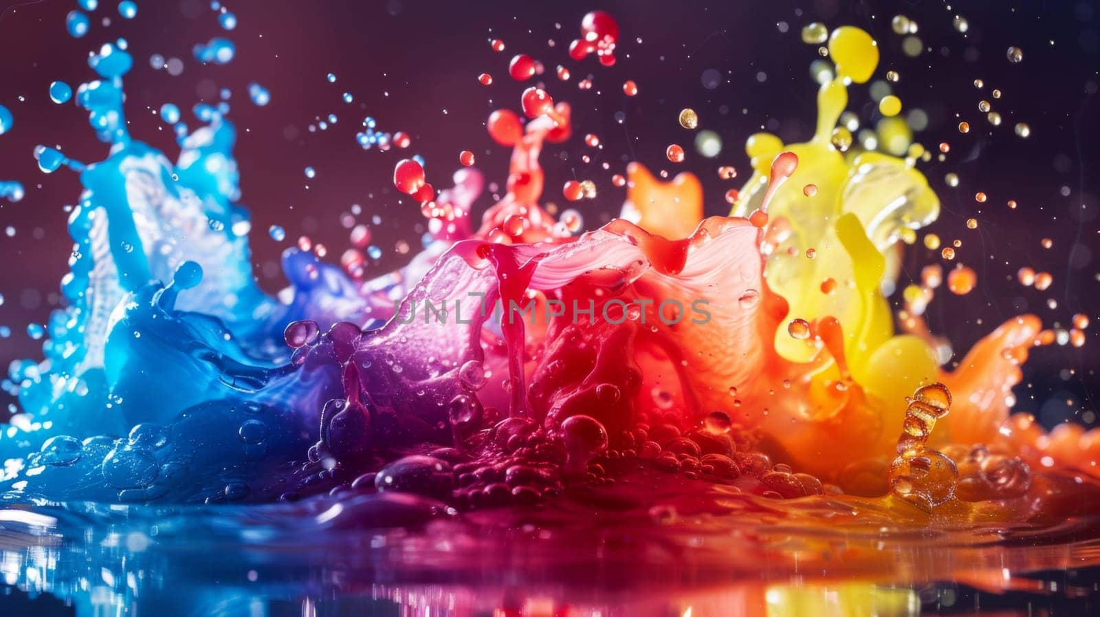 A close up of a colorful liquid splashing into the air