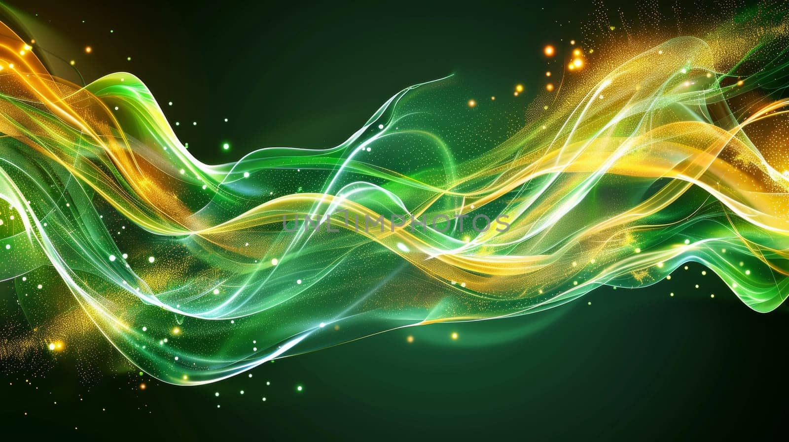 A green and yellow glowing wave on a dark background