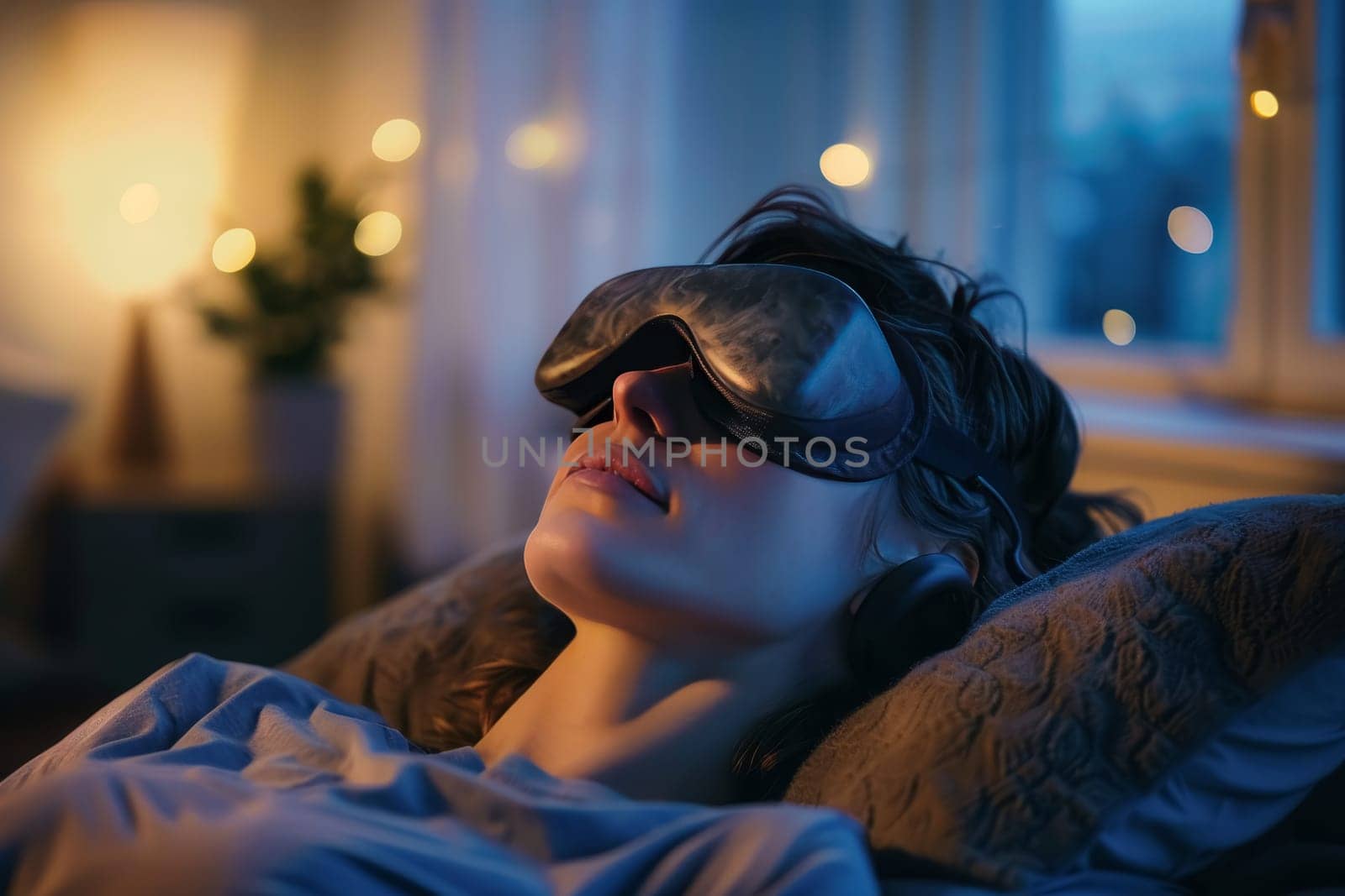 An individual enjoys a peaceful power nap, the quiet room offering a respite from the day's bustle. With a sleep mask on, they embrace the comfort of a short, rejuvenating rest