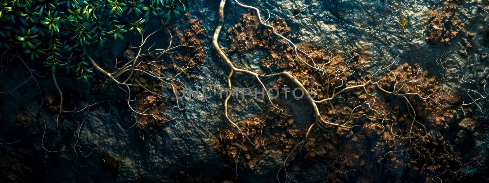 Enigmatic aerial roots on textured backdrop by Edophoto