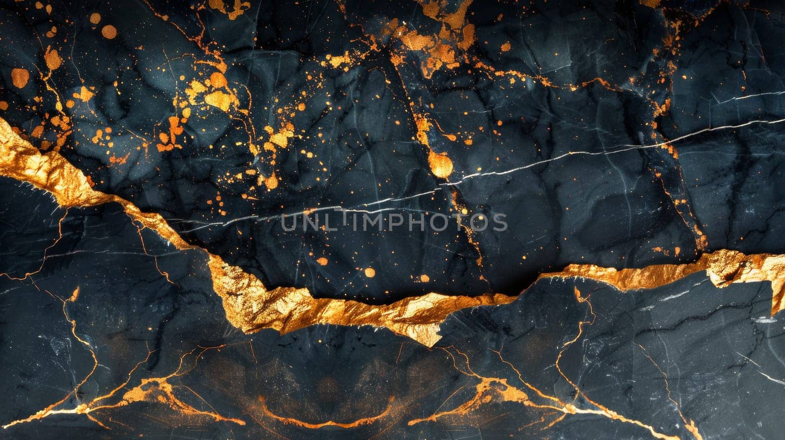 A close up of a black and gold marble surface