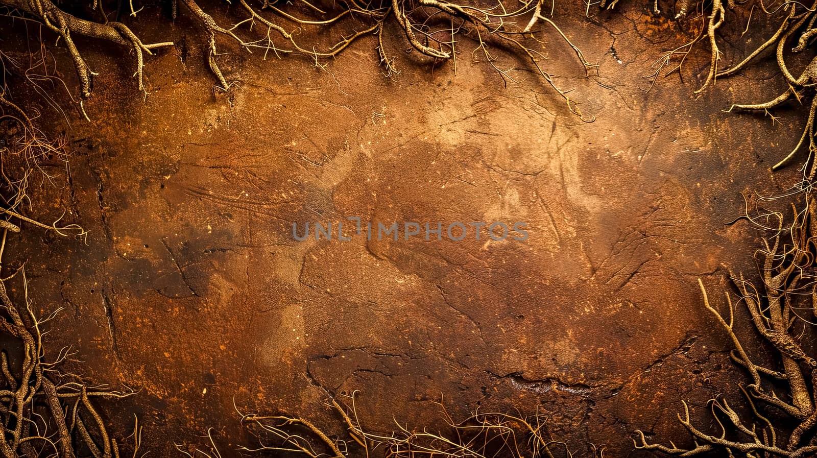 High-resolution image of a rustic brown texture with intricate root designs