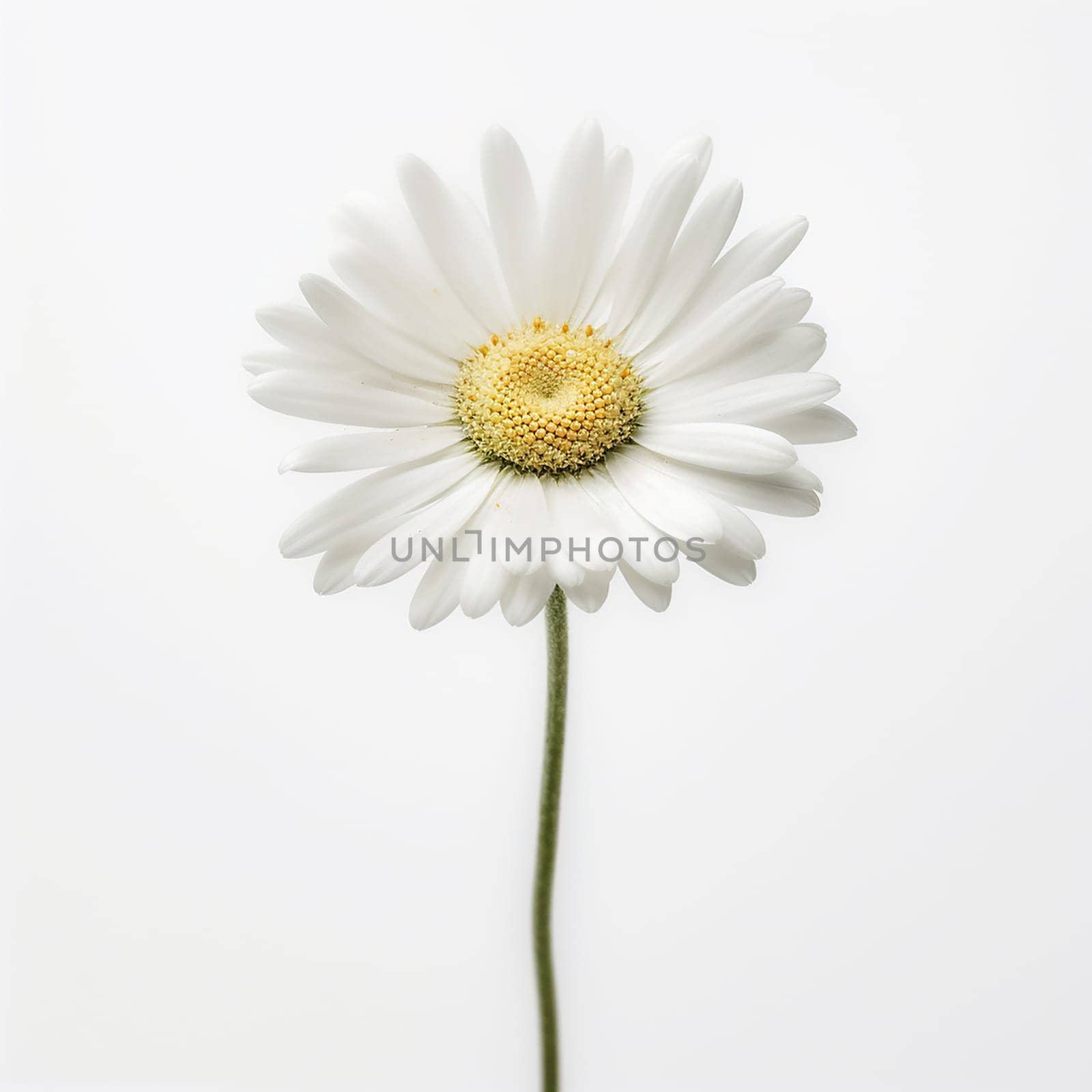 A single white daisy against a plain white background, simple and elegant. by Hype2art