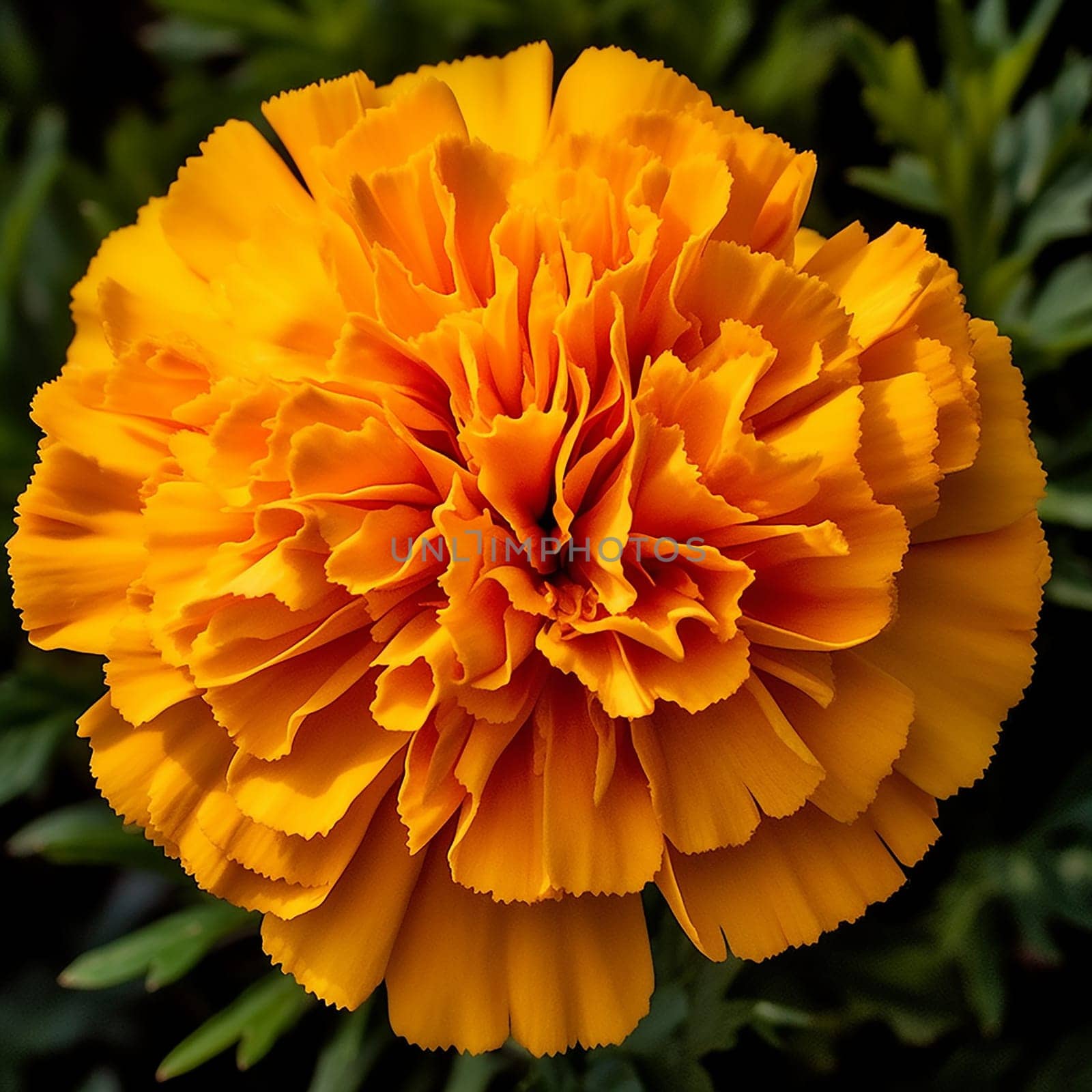 Vibrant orange marigold with lush petals in full bloom