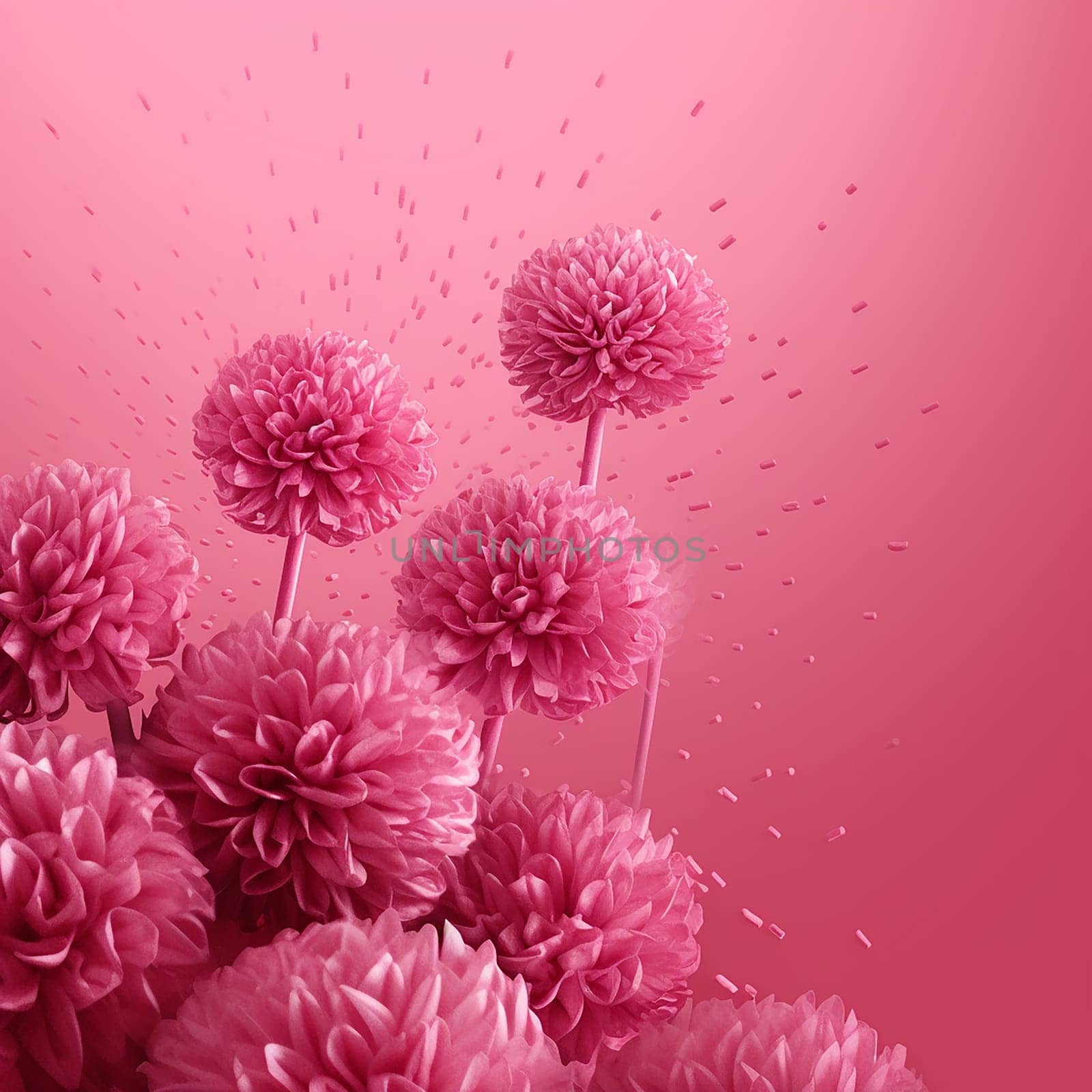 Pink flowers with petals dispersing on a matching background by Hype2art