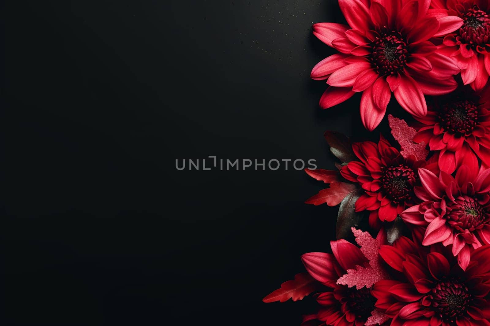 A beautiful arrangement of red flowers against a dark background.