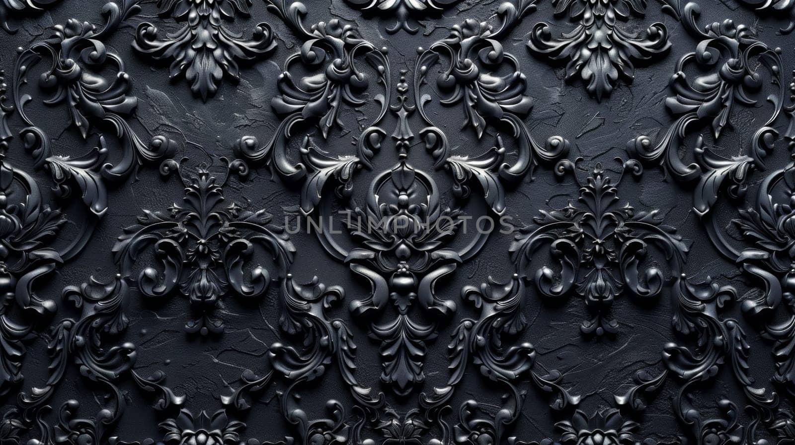 A black background with ornate designs on it