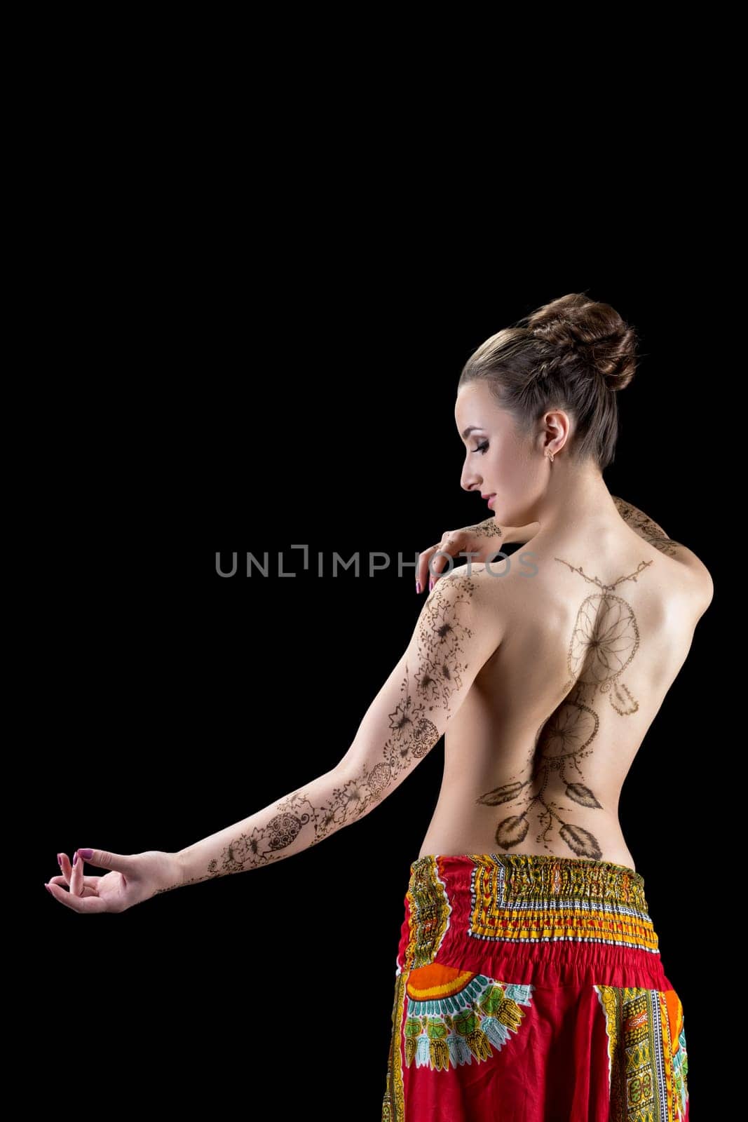 On woman's body beautiful patterns of henna by rivertime