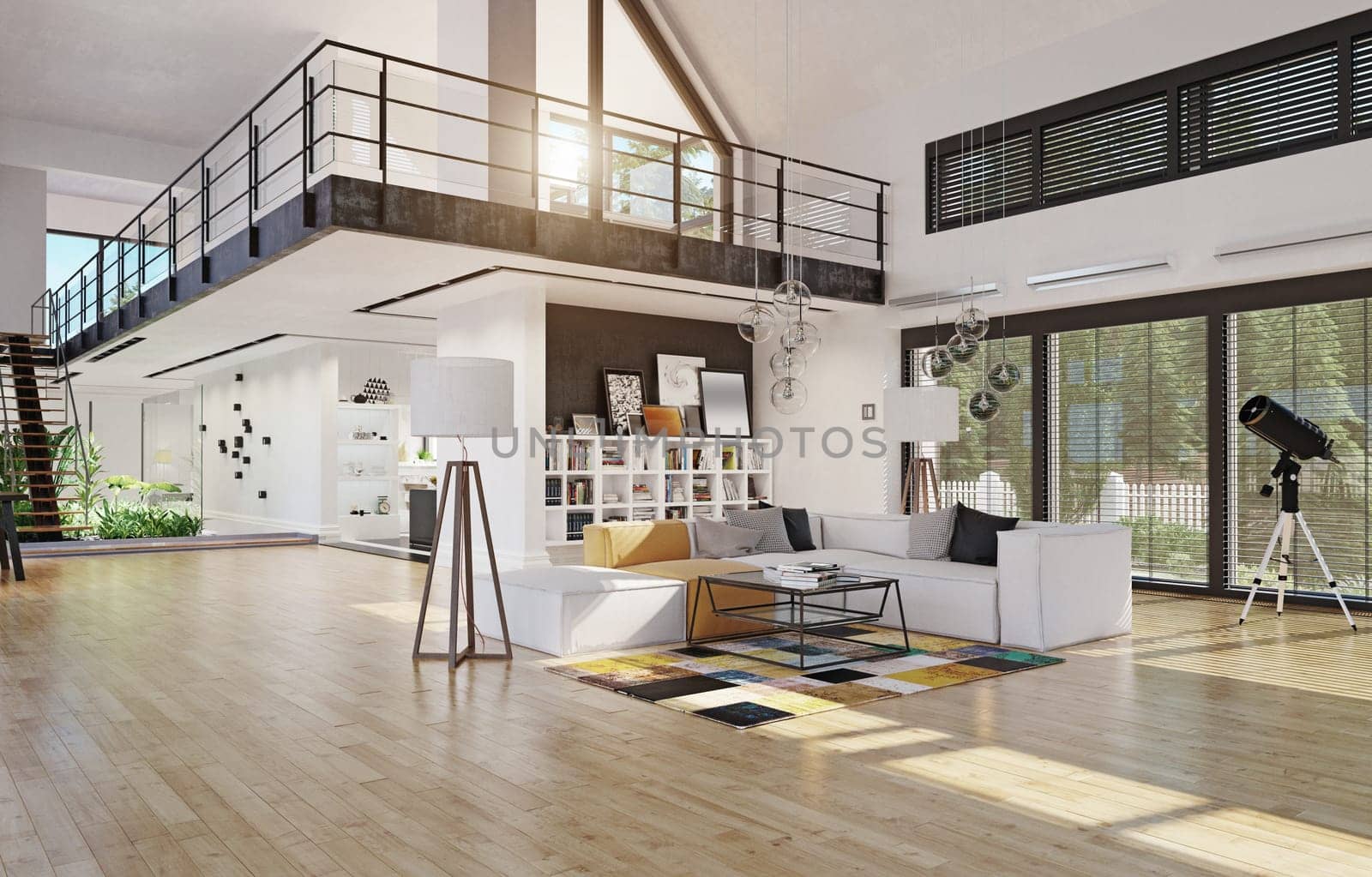 modern house interior. 3d rendering design concept