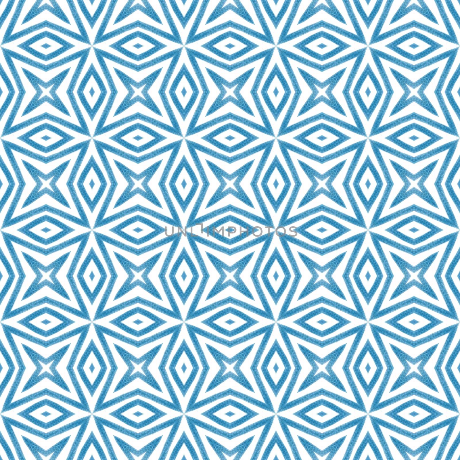 Mosaic seamless pattern. Blue symmetrical kaleidoscope background. Textile ready gorgeous print, swimwear fabric, wallpaper, wrapping. Retro mosaic seamless design.