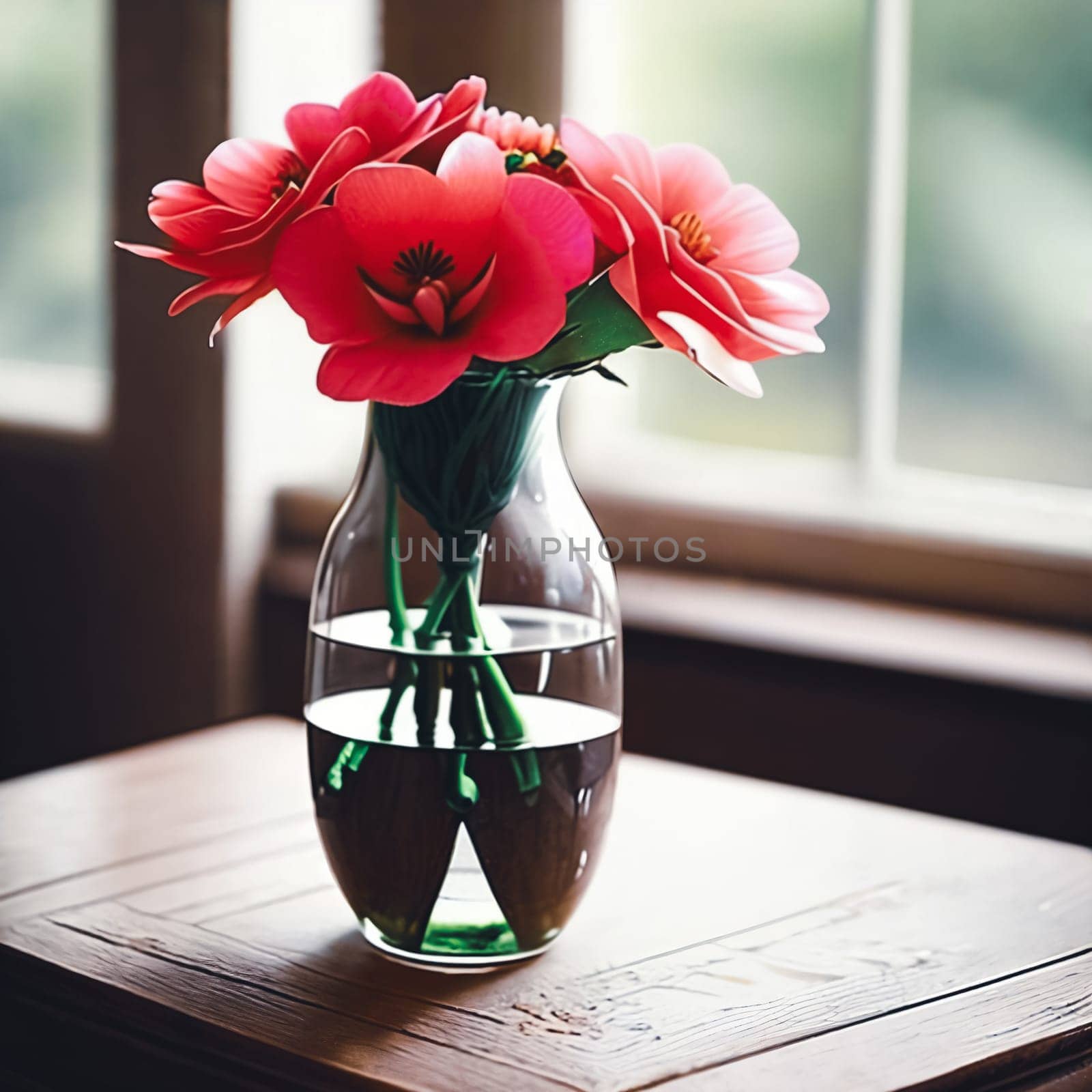 Delicate beauty of a floral arrangement in a vintage ceramic vase. Intricate patterns of petals and leaves to evoke a sense of nature's beauty brought indoors