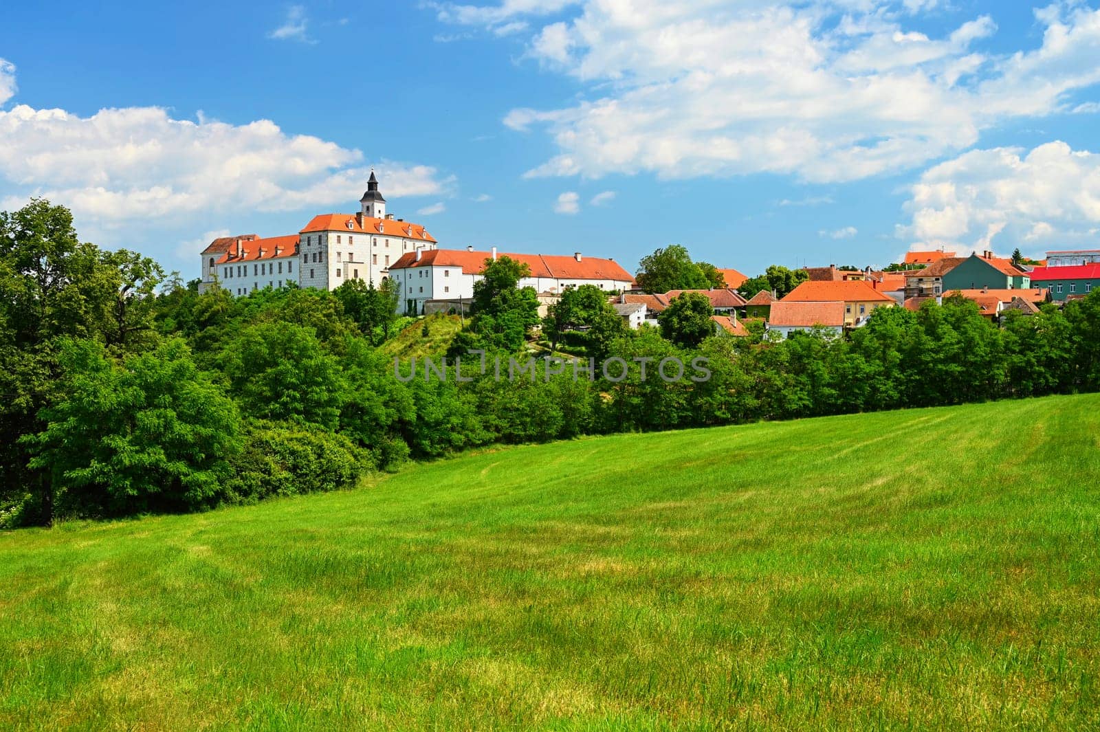 Beautiful summer landscape in the Czech Republic with an old castle. Jevisovice - Czech Republic - Europe. by Montypeter