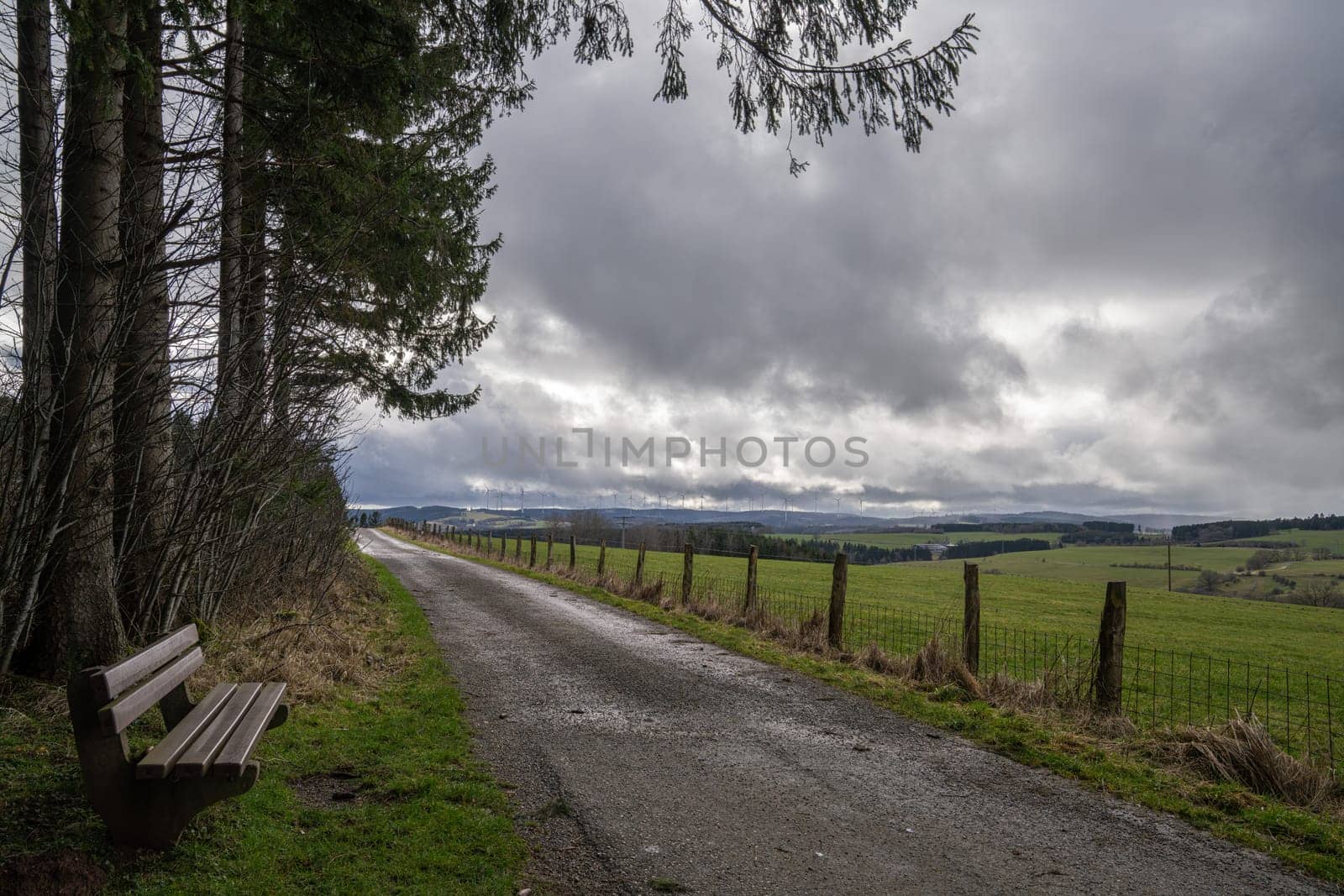 Panorama image of landscape close to Dahlem, Eifel, North Rhine Westphalia, Germany