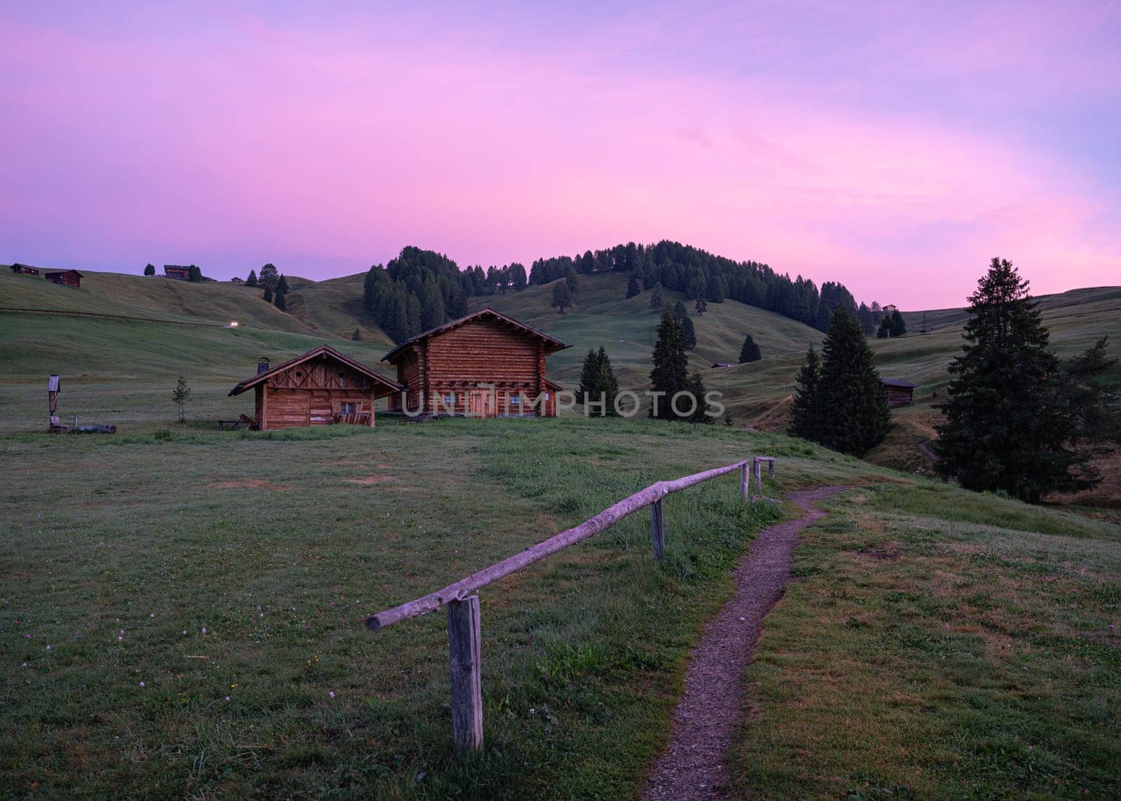 Panoramic image of landscape in South Tirol with famous Seiser Alp, Italy, Europe