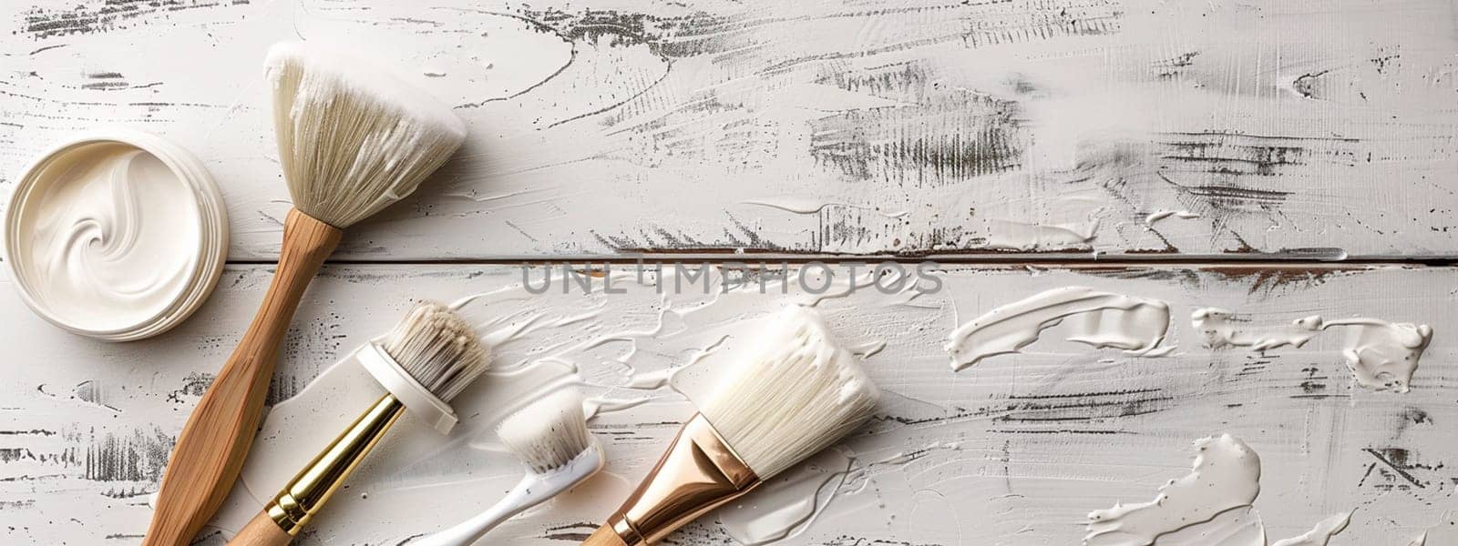 paint brushes, top view, selective focus, objects Generative AI,