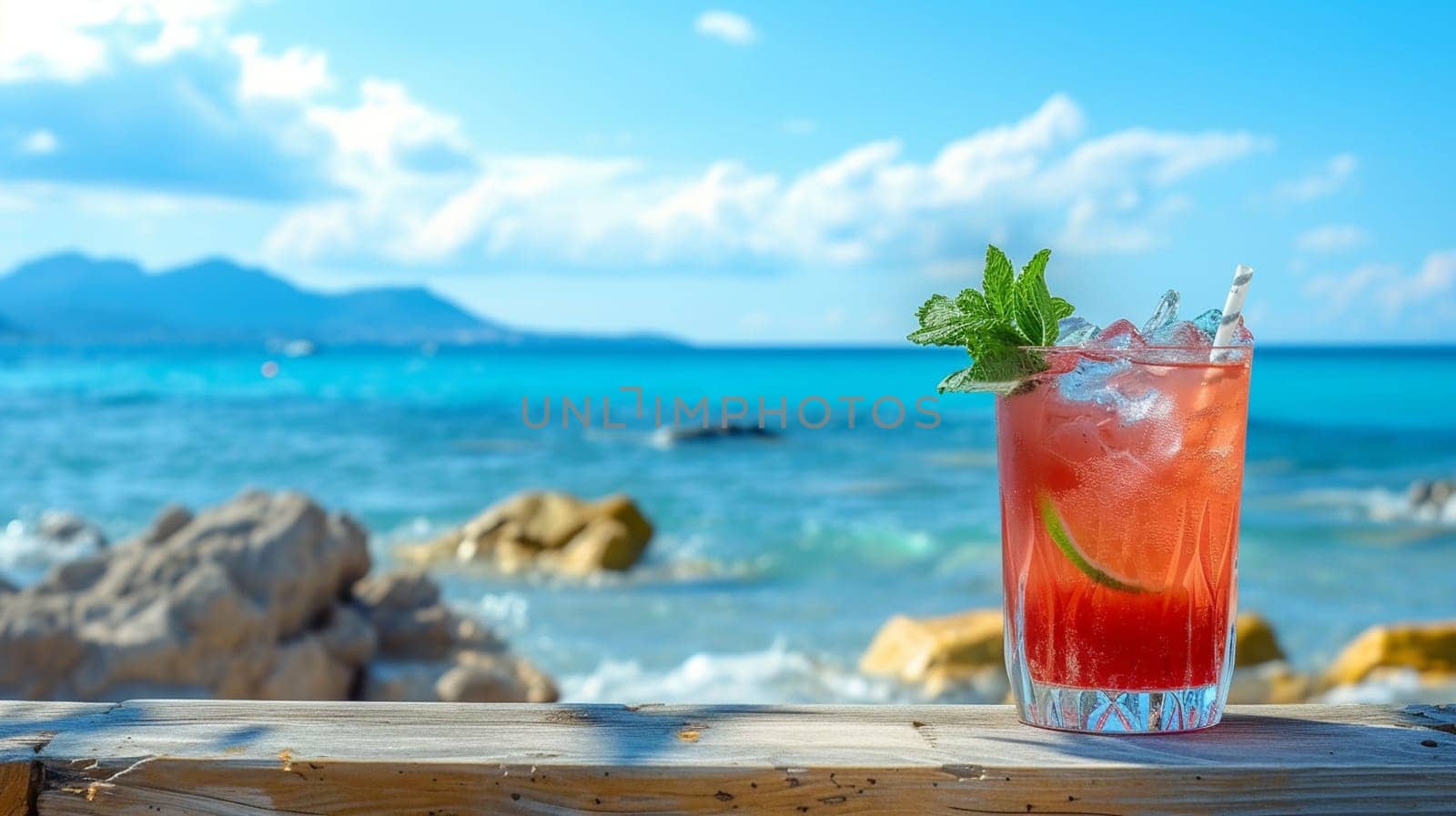 fresh juicy orange juice on the seashore, drink , selective focus