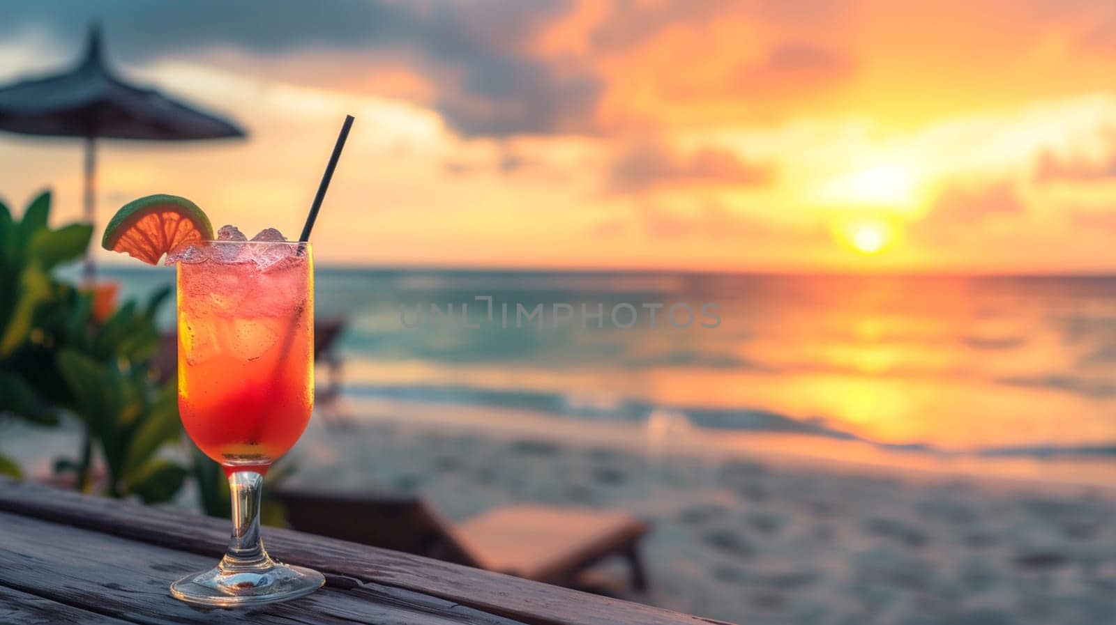 fresh juicy orange juice on the seashore, drink , selective focus