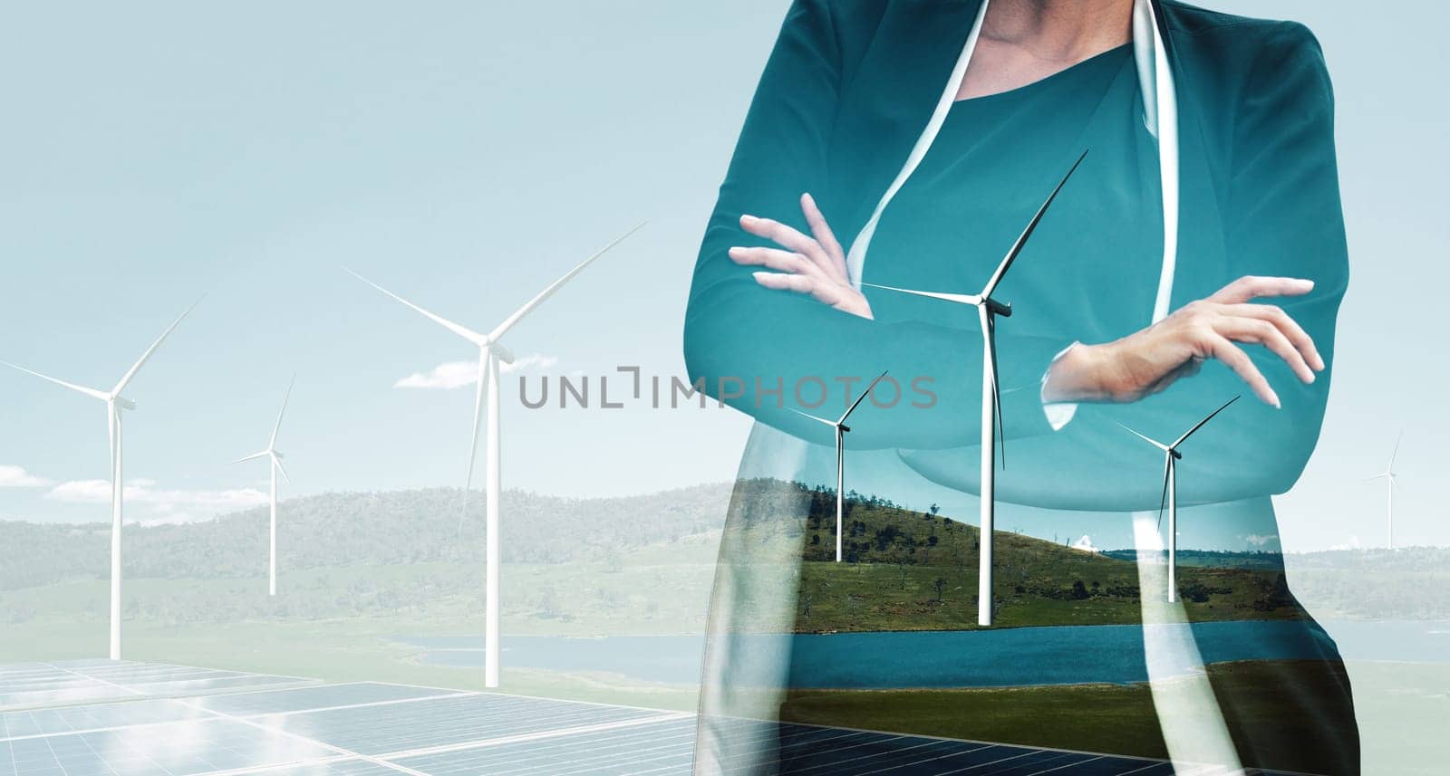 Wind turbine double exposure graphic interface. uds by biancoblue