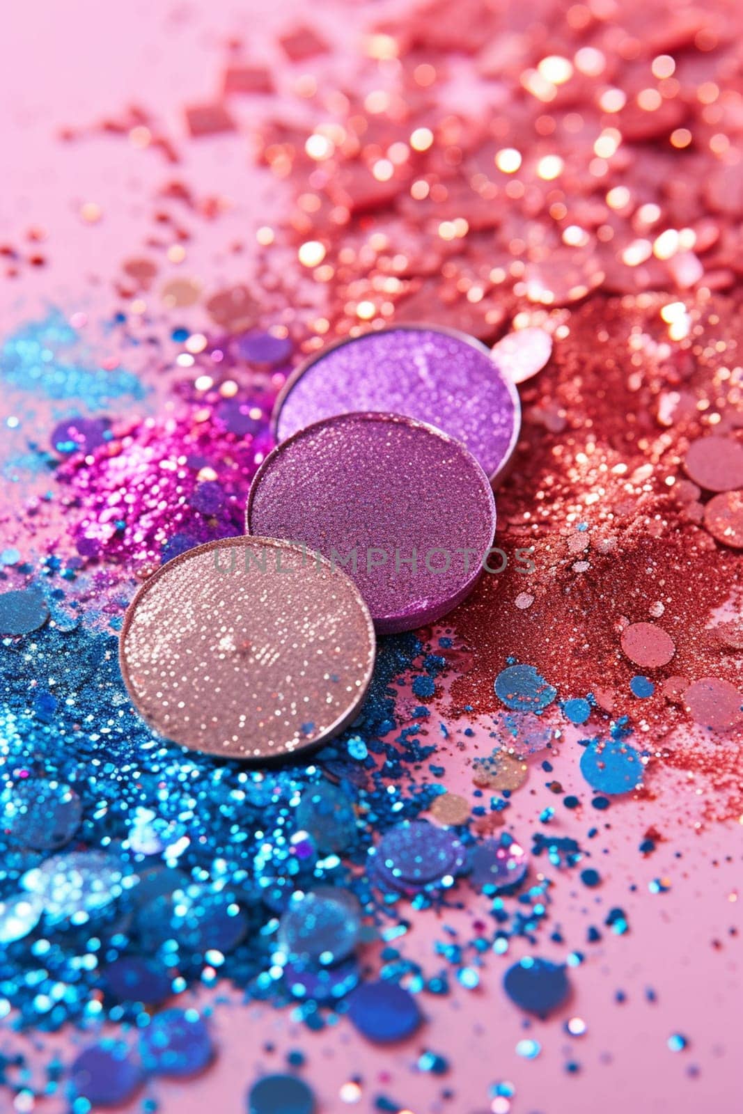 cosmetics glitter and makeup shadows. beauty Selective focus.