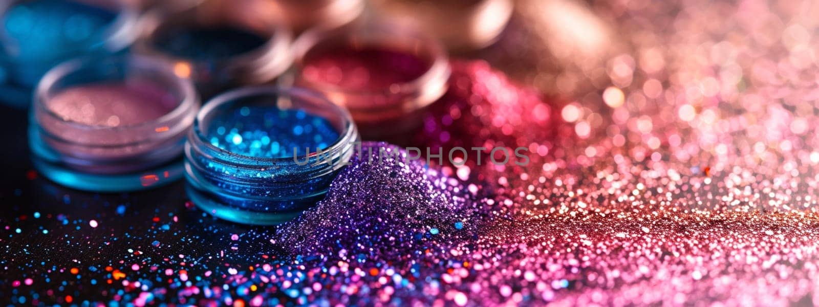 cosmetics glitter and makeup shadows. beauty Selective focus.