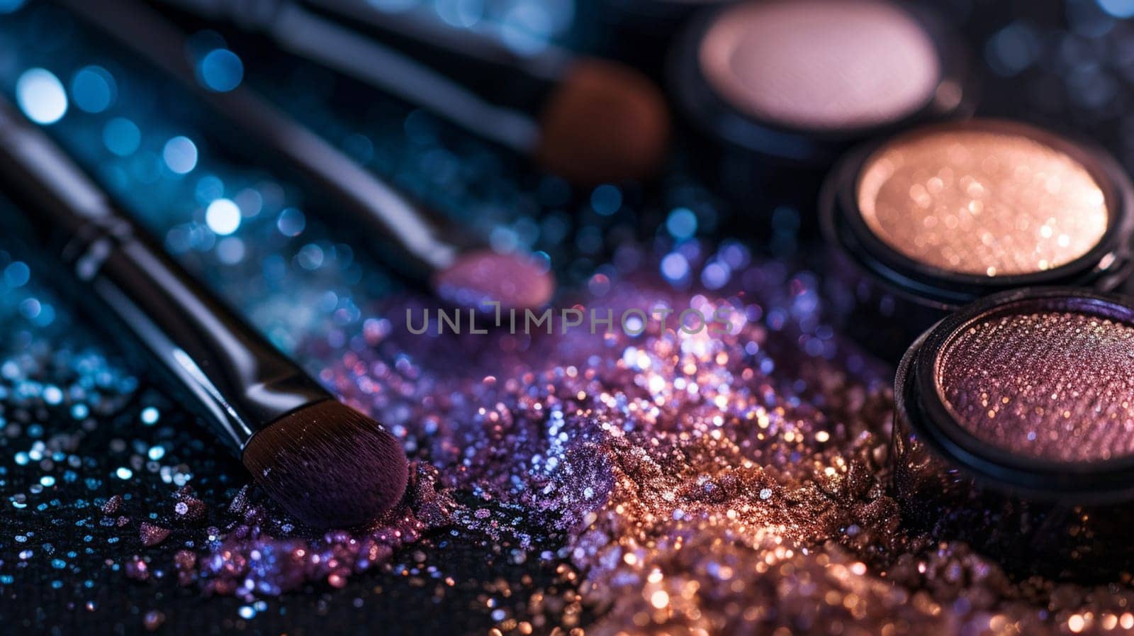 cosmetics glitter and makeup shadows. beauty Selective focus.