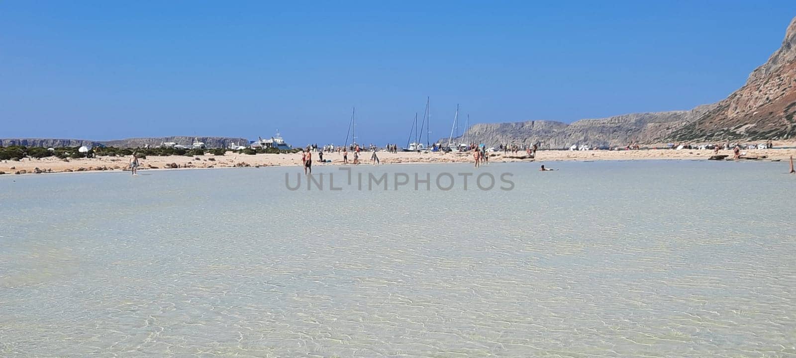 Crete, Greece - August-0 02- 2013: Balos lagoon, between the island and the coast of Crete. High quality photo