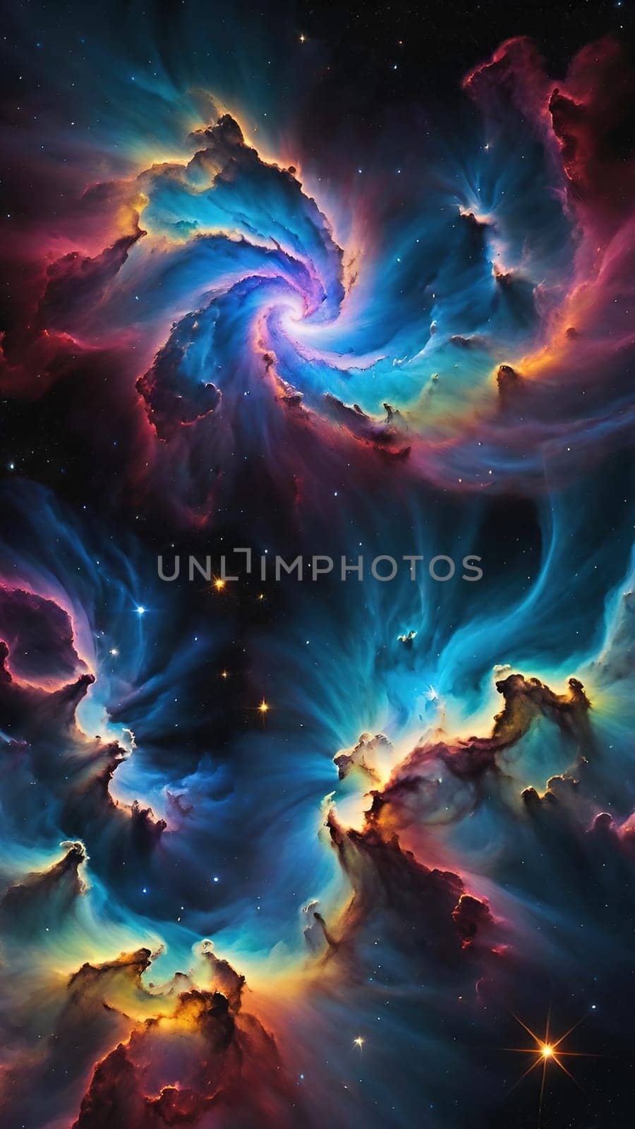 Galaxy and nebula, computer generated abstract background.Cosmic space background with nebulae and stars.Galaxy in outer space. Colorful nebula. Abstract space background with nebula, stars and galaxies. Abstract fractal. Fractal art background for creative design. Decoration for wallpaper, desktop, poster, cover booklet. Print for clothes, t-shirt. Creative illustration for design.