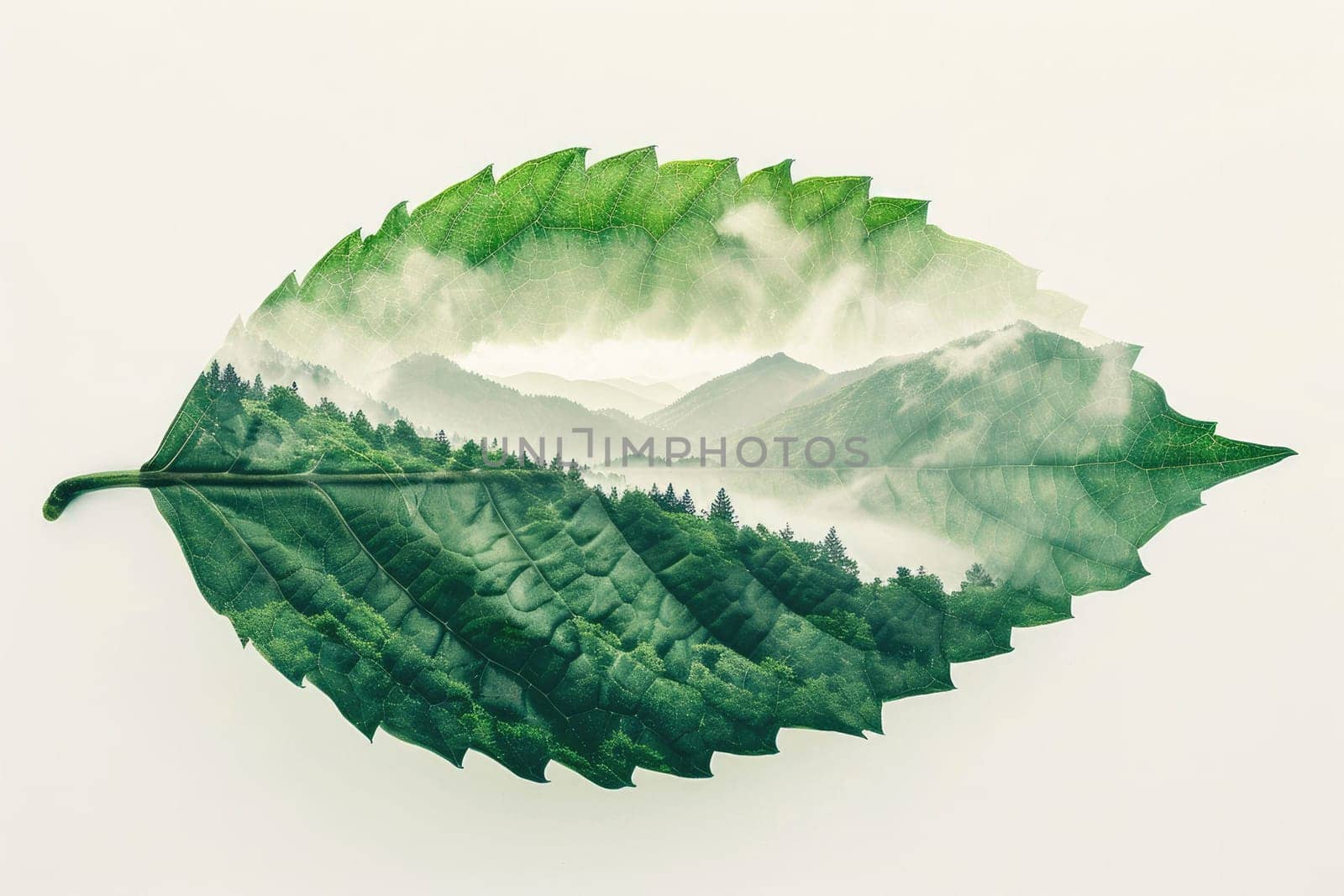 leaf double exposure with beautiful nature background aigx04 by biancoblue