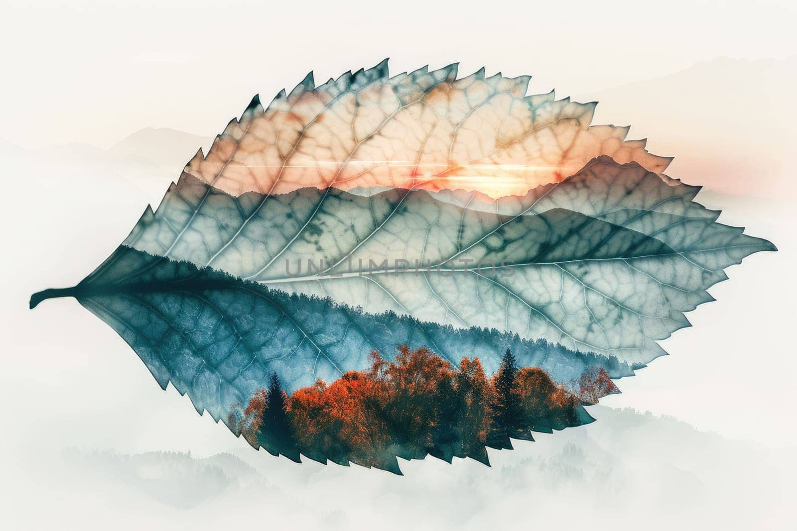 leaf double exposure with beautiful nature background aigx04 by biancoblue