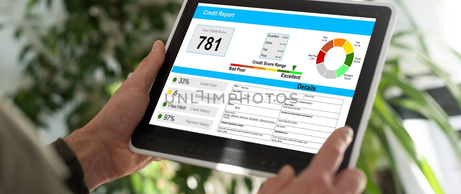 report credit score banking borrowing application risk form document loan business market policy deployment data check workplace concept - stock image by Andelov13