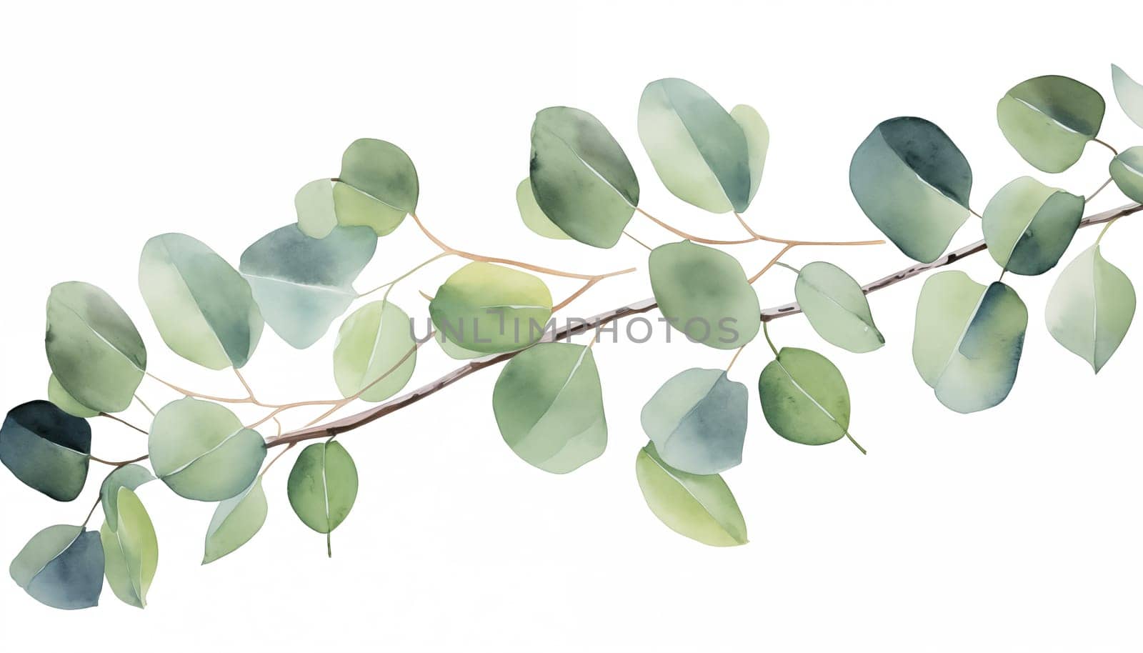 Watercolor Eucalyptus. High quality photo