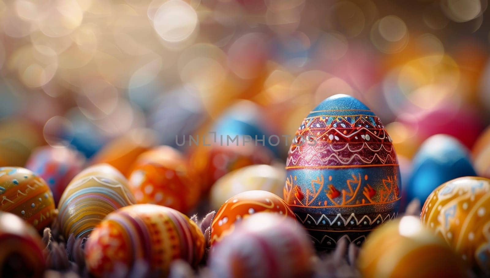 Colorful Easter eggs with intricate patterns
