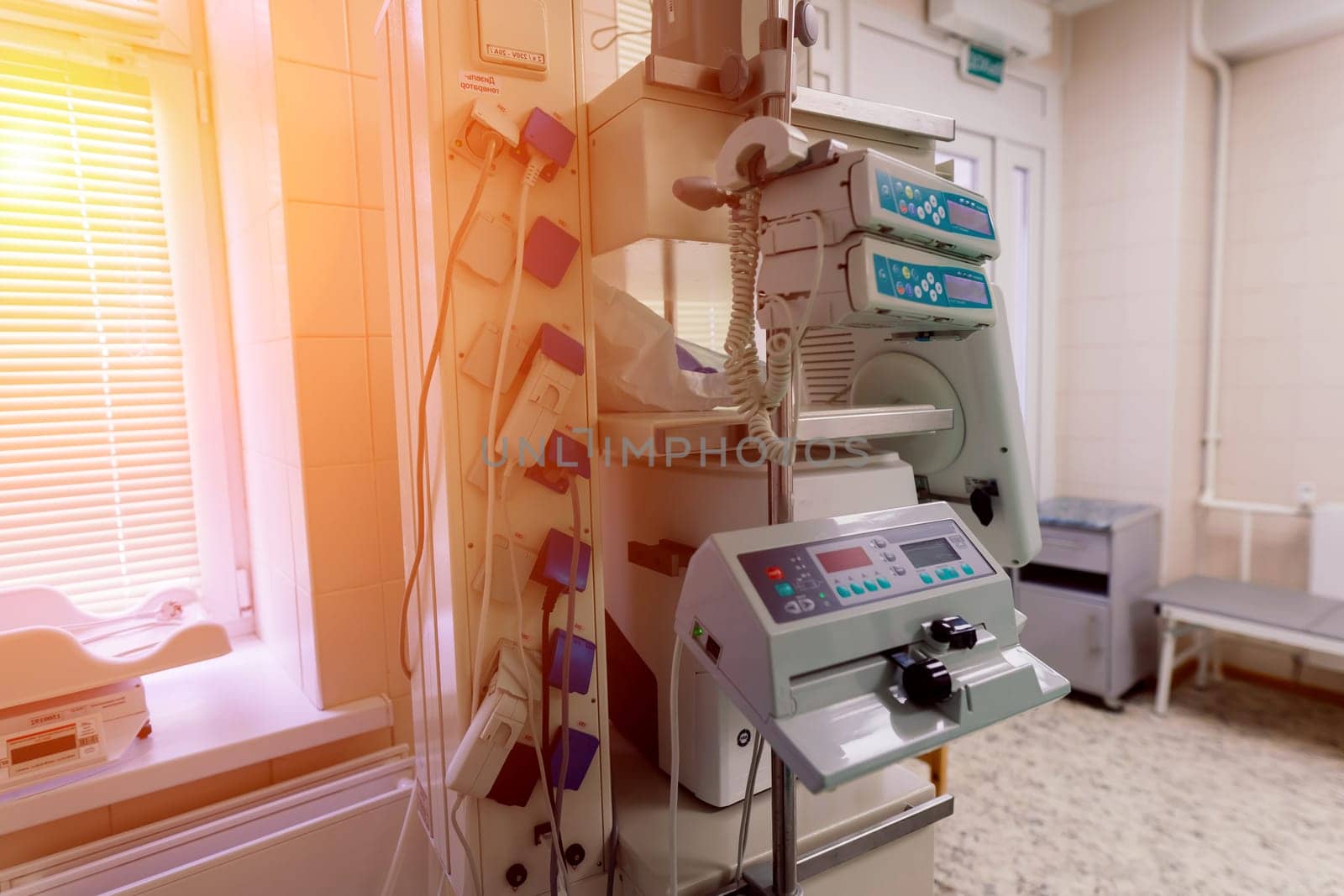 Interior of new operating room with equipment in a modern clinic