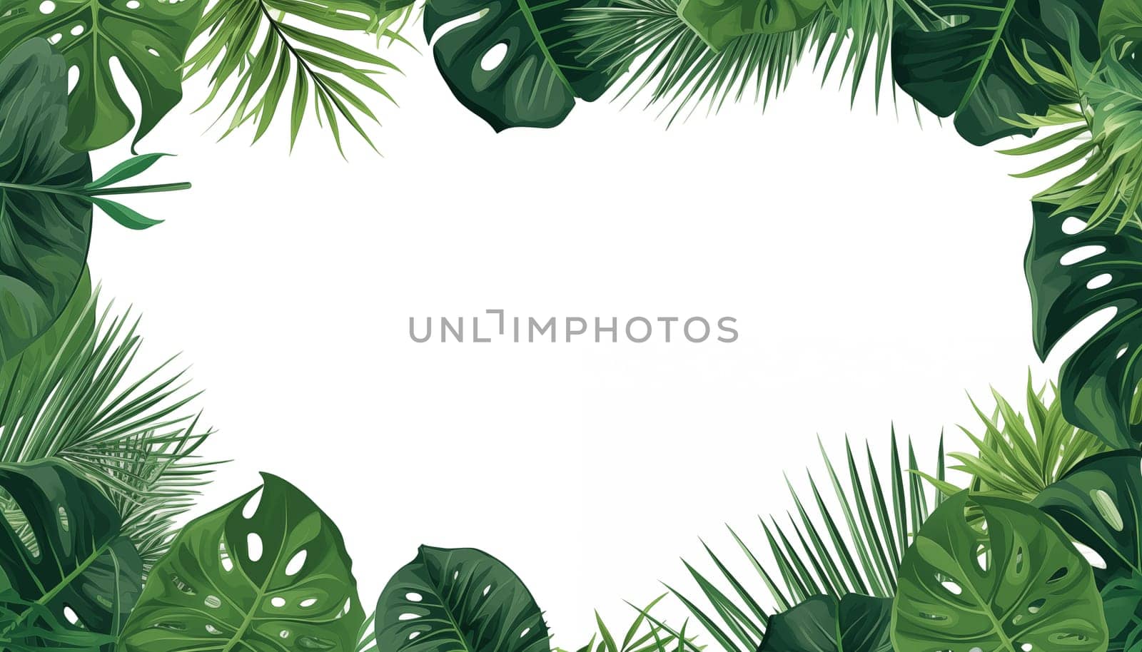 Frame of tropical foliage. Border with palm branch. High quality photo