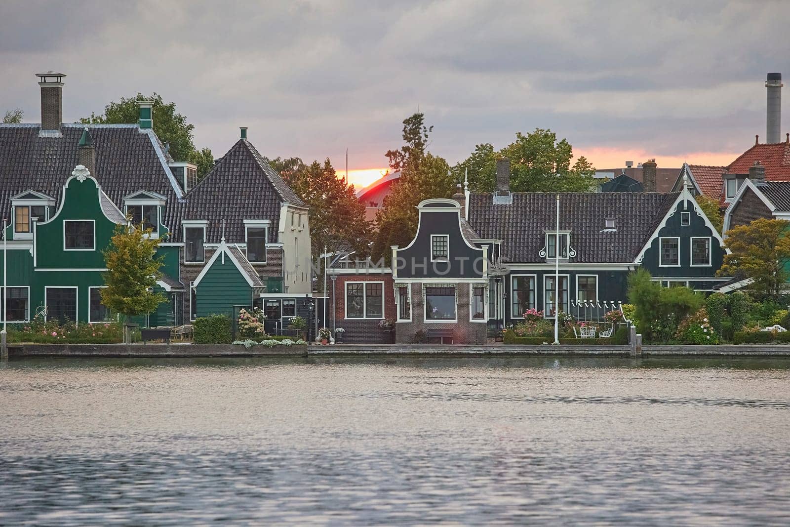 Evening city of Zaanstad in the Netherlands. Embankment by Viktor_Osypenko