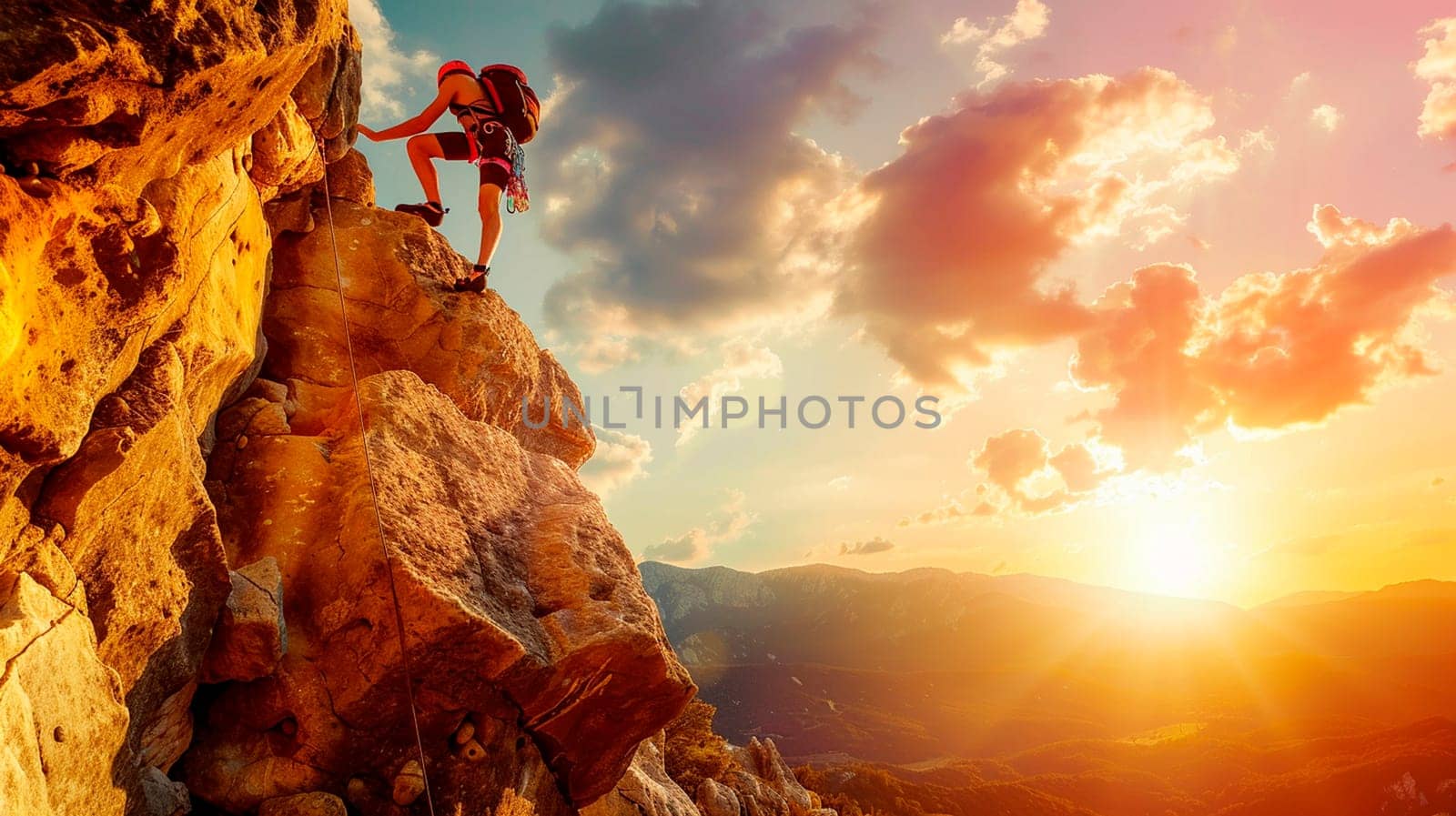 climber climbs the mountain. Selective focus. nature.