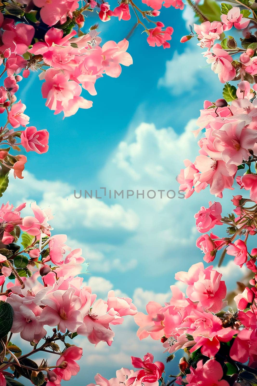 flowers on the sky background frame. Selective focus. Nature.