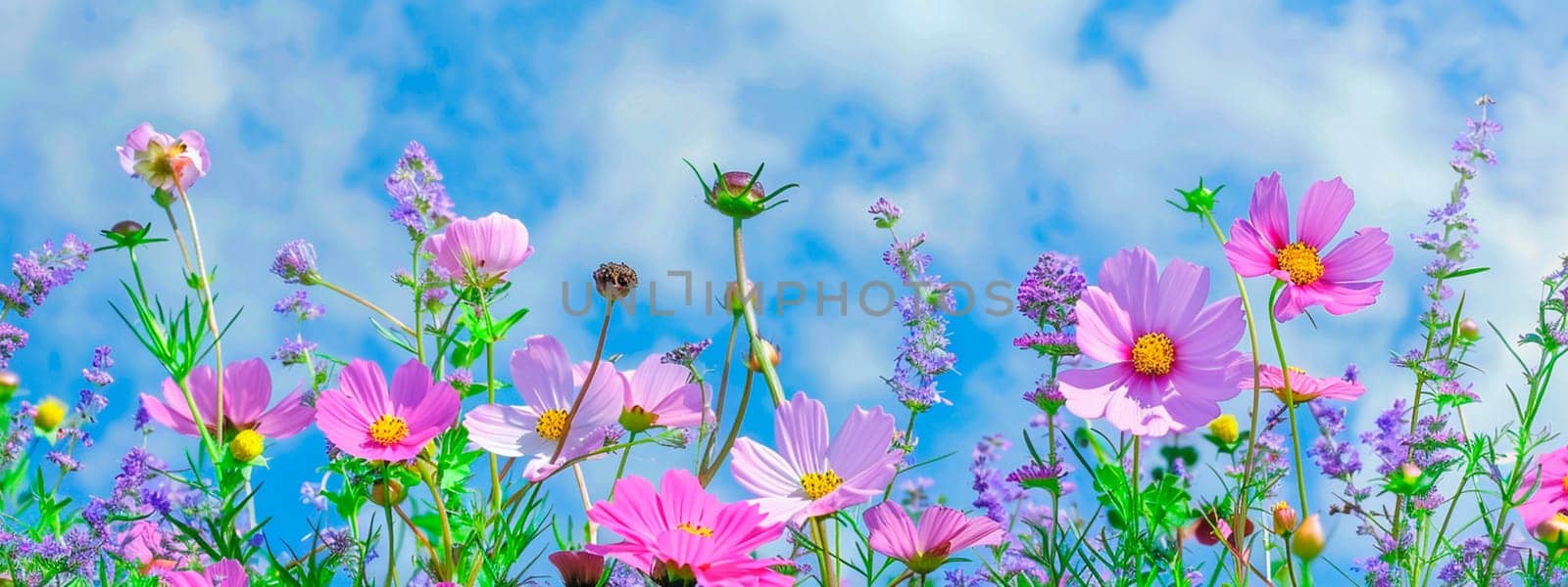 flowers on the sky background frame. Selective focus. by yanadjana