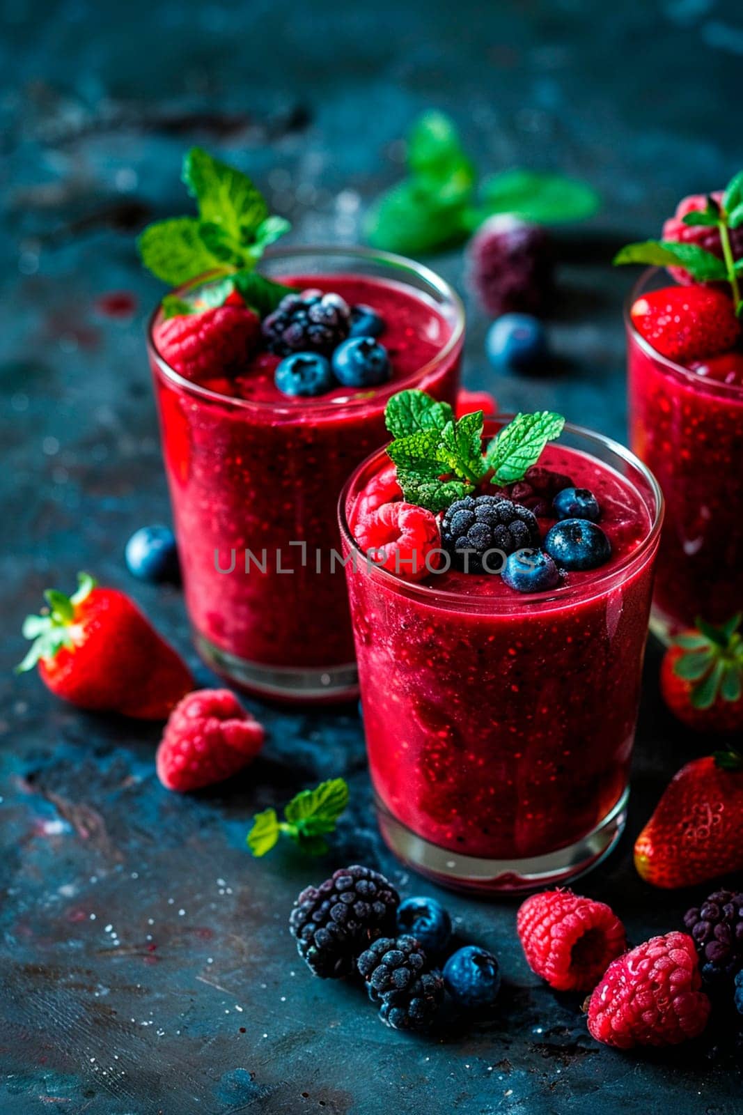 smoothie with berries in a glass. Selective focus. drink.