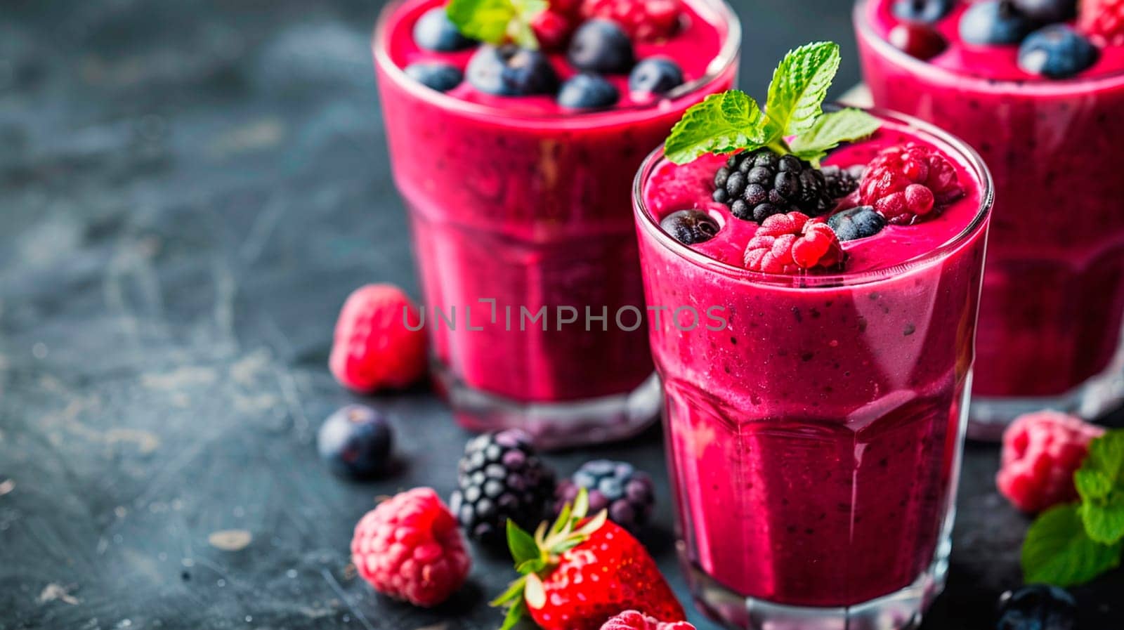 smoothie with berries in a glass. Selective focus. drink.