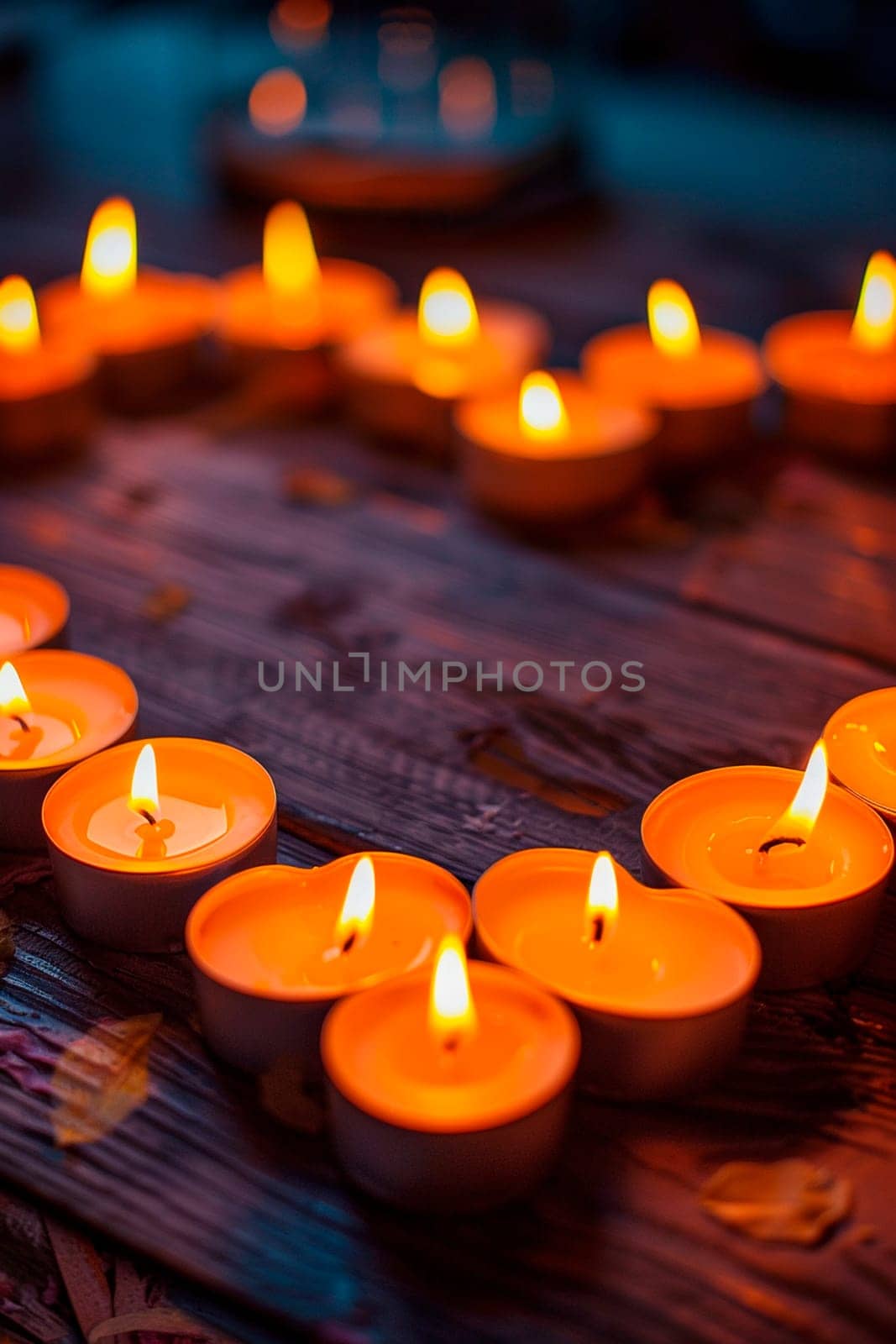 candles in the shape of a romantic heart. Selective focus. love.