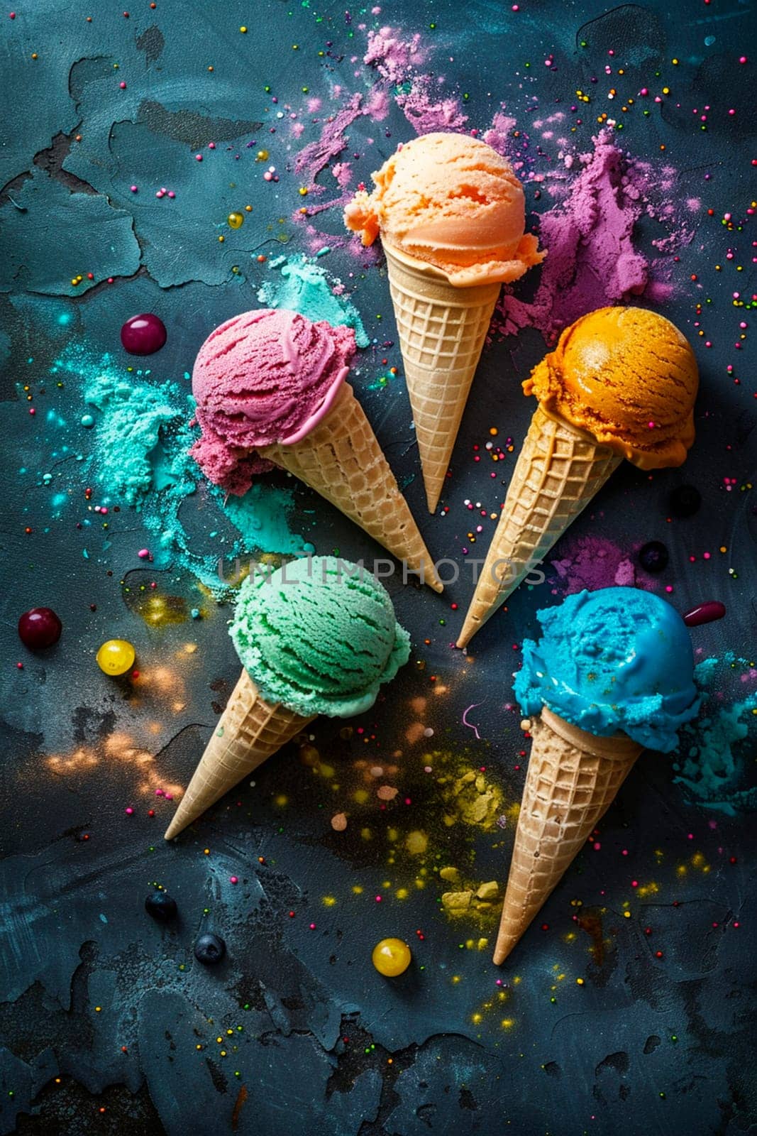 Various colorful ice cream. Selective focus. by yanadjana