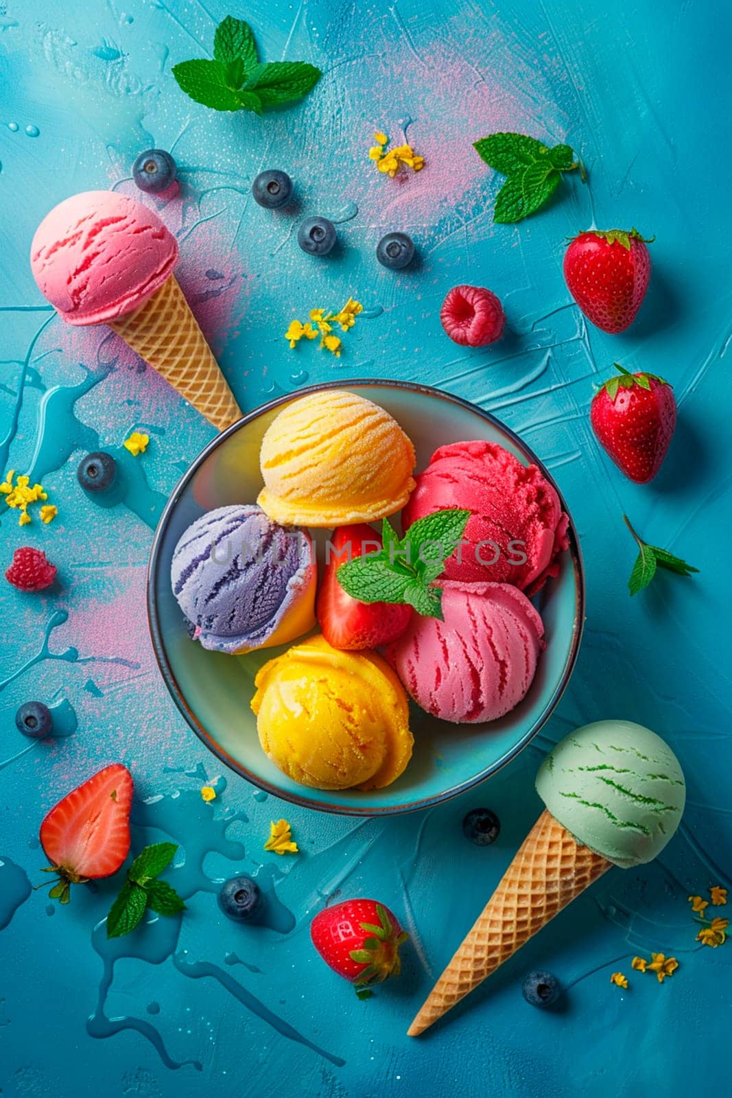 Various colorful ice cream. Selective focus. by yanadjana