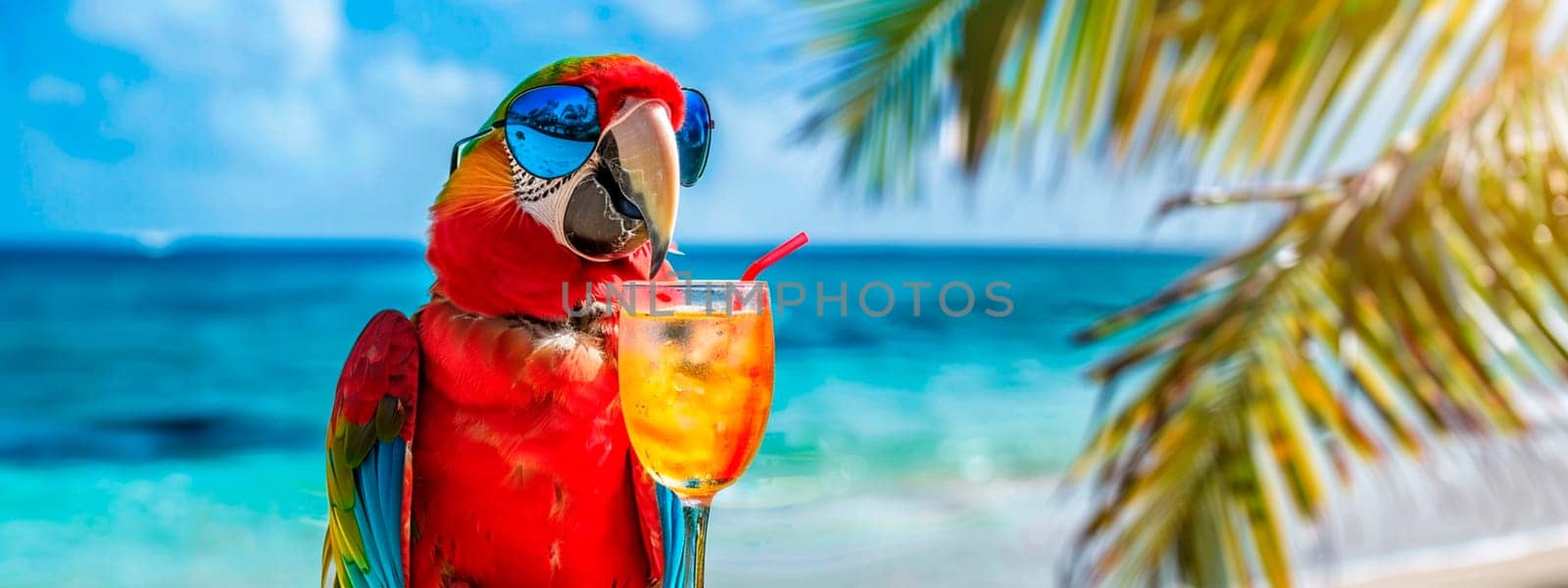 Multi-colored parrot on the beach. Selective focus. animal.
