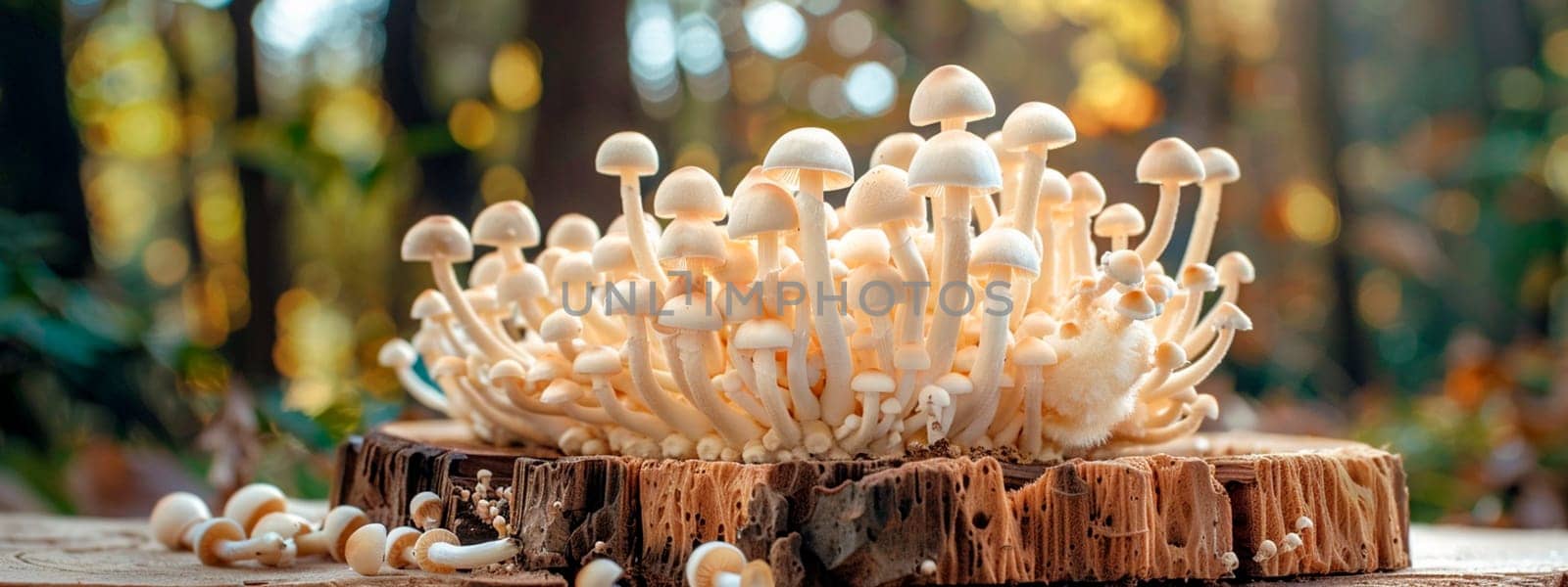 different mushrooms on the table. Selective focus. by yanadjana