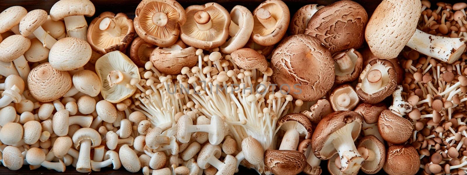 different mushrooms on the table. Selective focus. by yanadjana