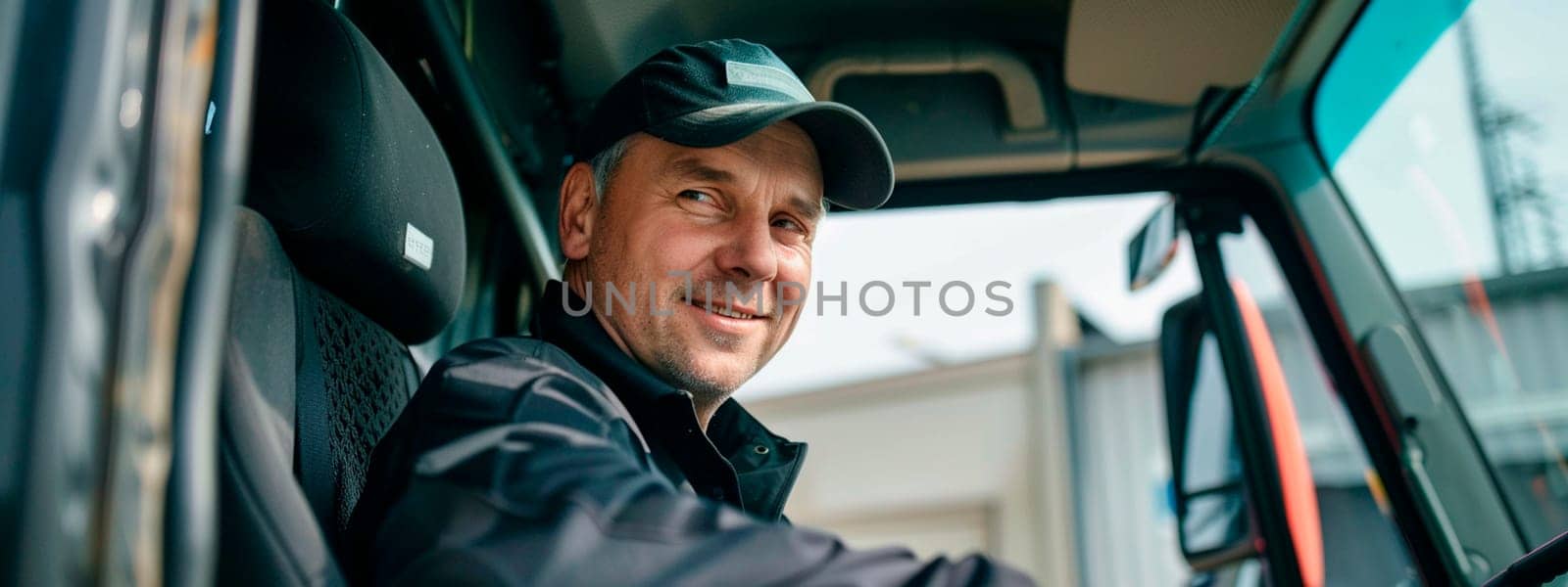 Trucker driving a car. Selective focus. by yanadjana