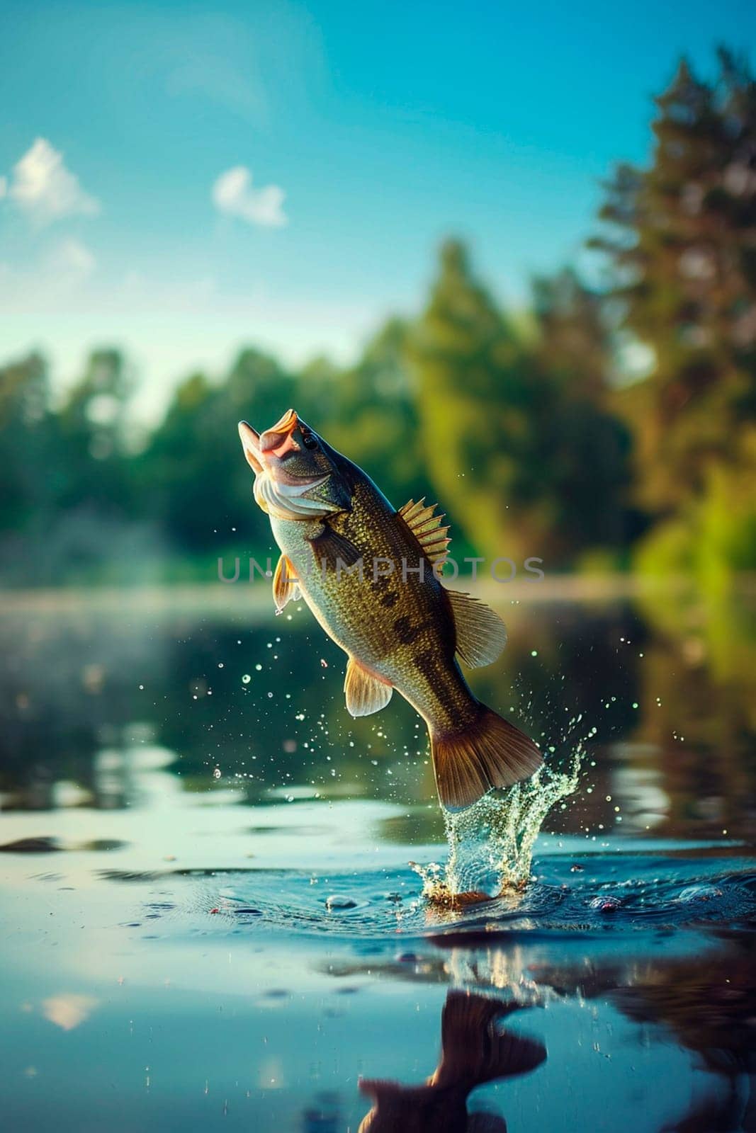 a big fish jumps out of the water. Selective focus. nature.